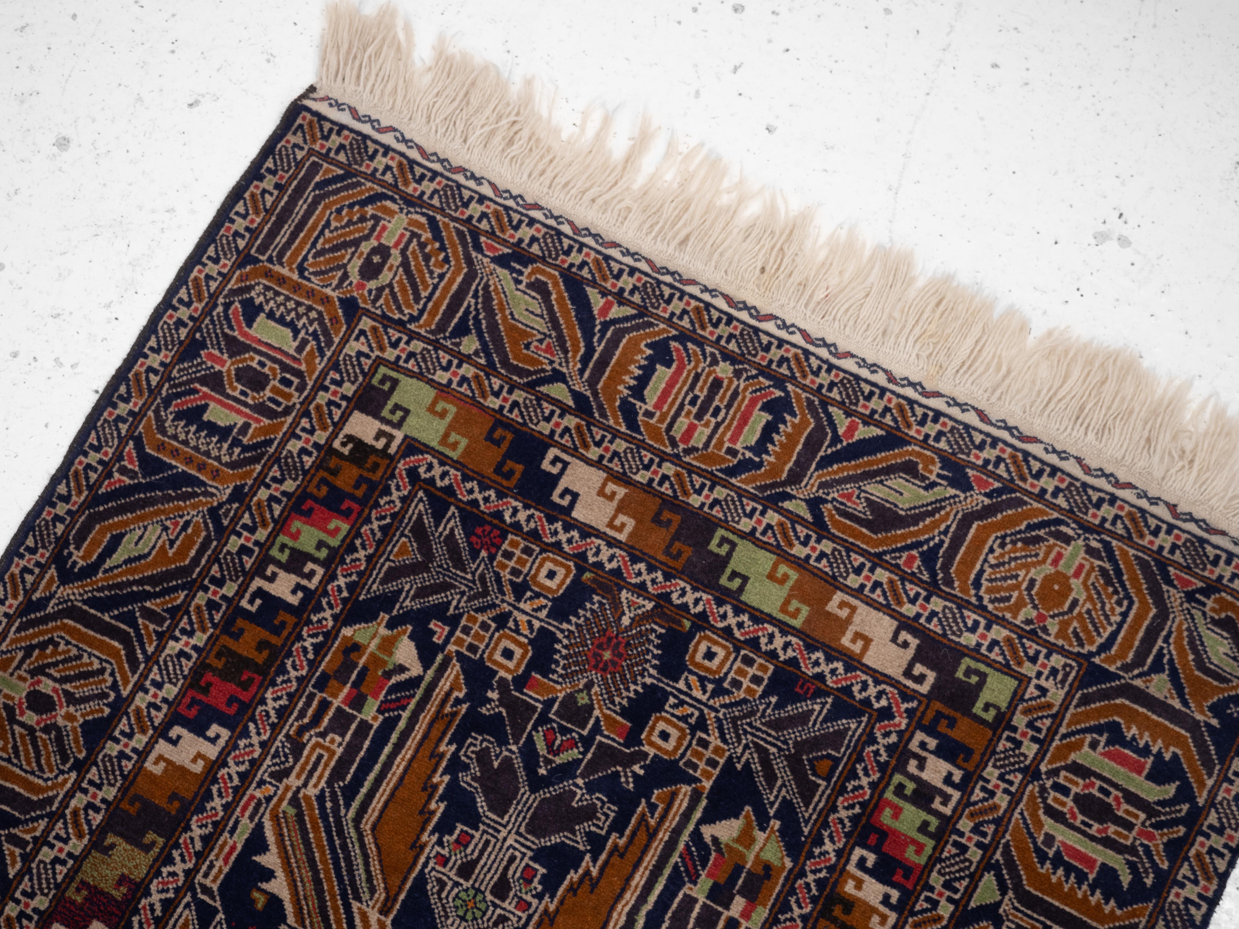 Baluch Afghan Persian Handwoven Rug 229 x 110 cm (Oriental Carpet) en vente 2