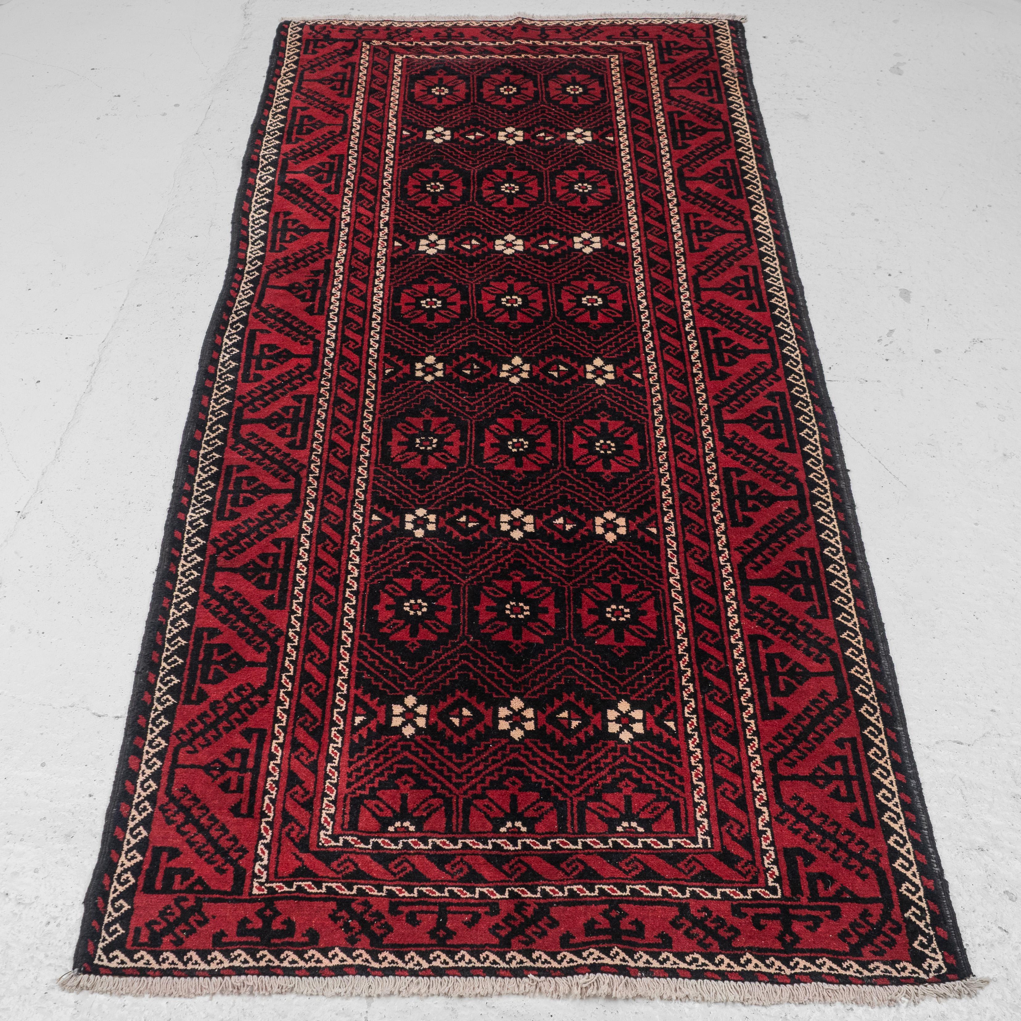 Hand-Woven Baluch Afghan Persian Handwoven Rug 258 x 127 cm (Oriental Carpet Balouch) For Sale