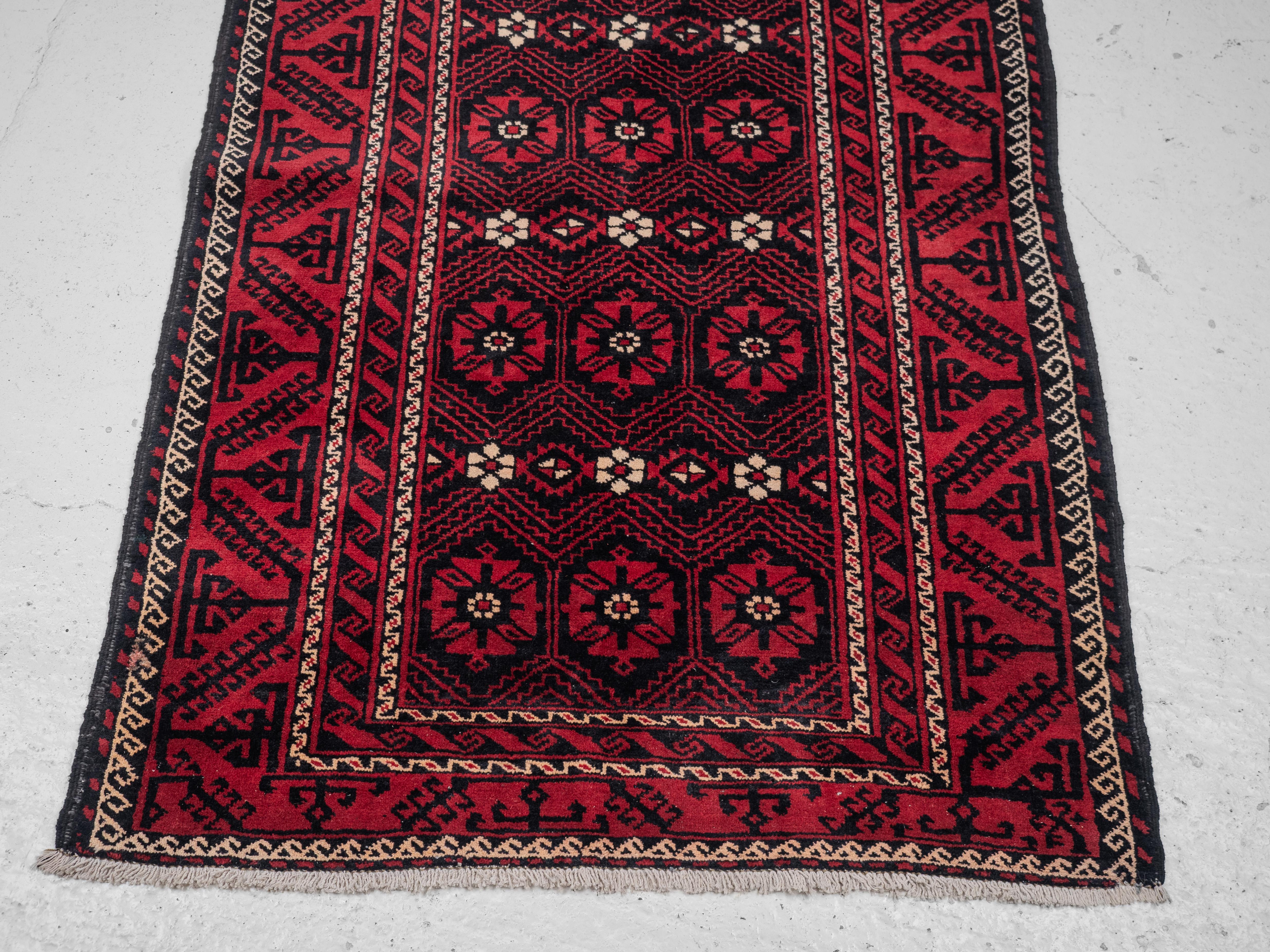 20th Century Baluch Afghan Persian Handwoven Rug 258 x 127 cm (Oriental Carpet Balouch) For Sale