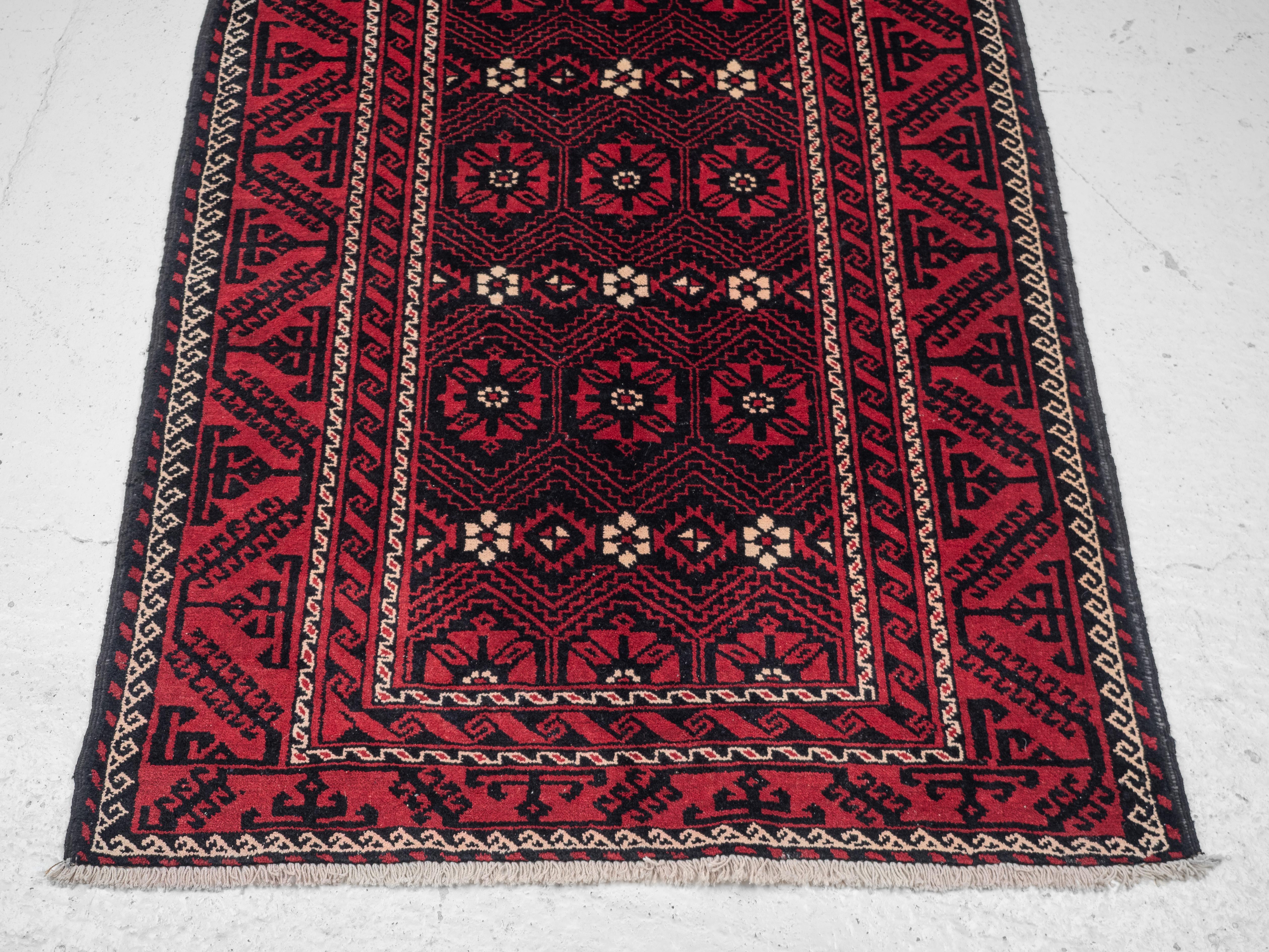 Wool Baluch Afghan Persian Handwoven Rug 258 x 127 cm (Oriental Carpet Balouch) For Sale