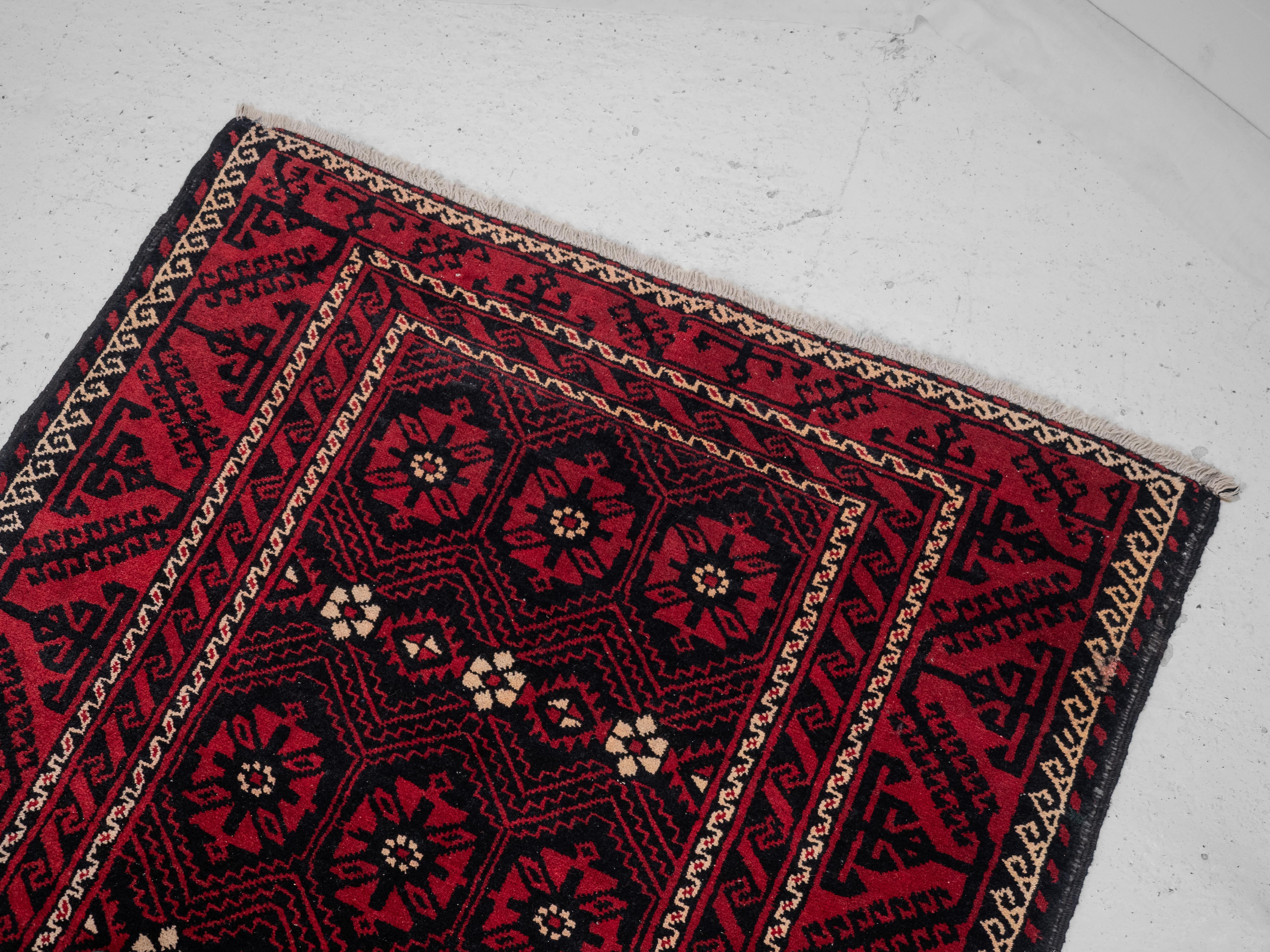 Baluch Afghan Persian Handwoven Rug 258 x 127 cm (Oriental Carpet Balouch) For Sale 1