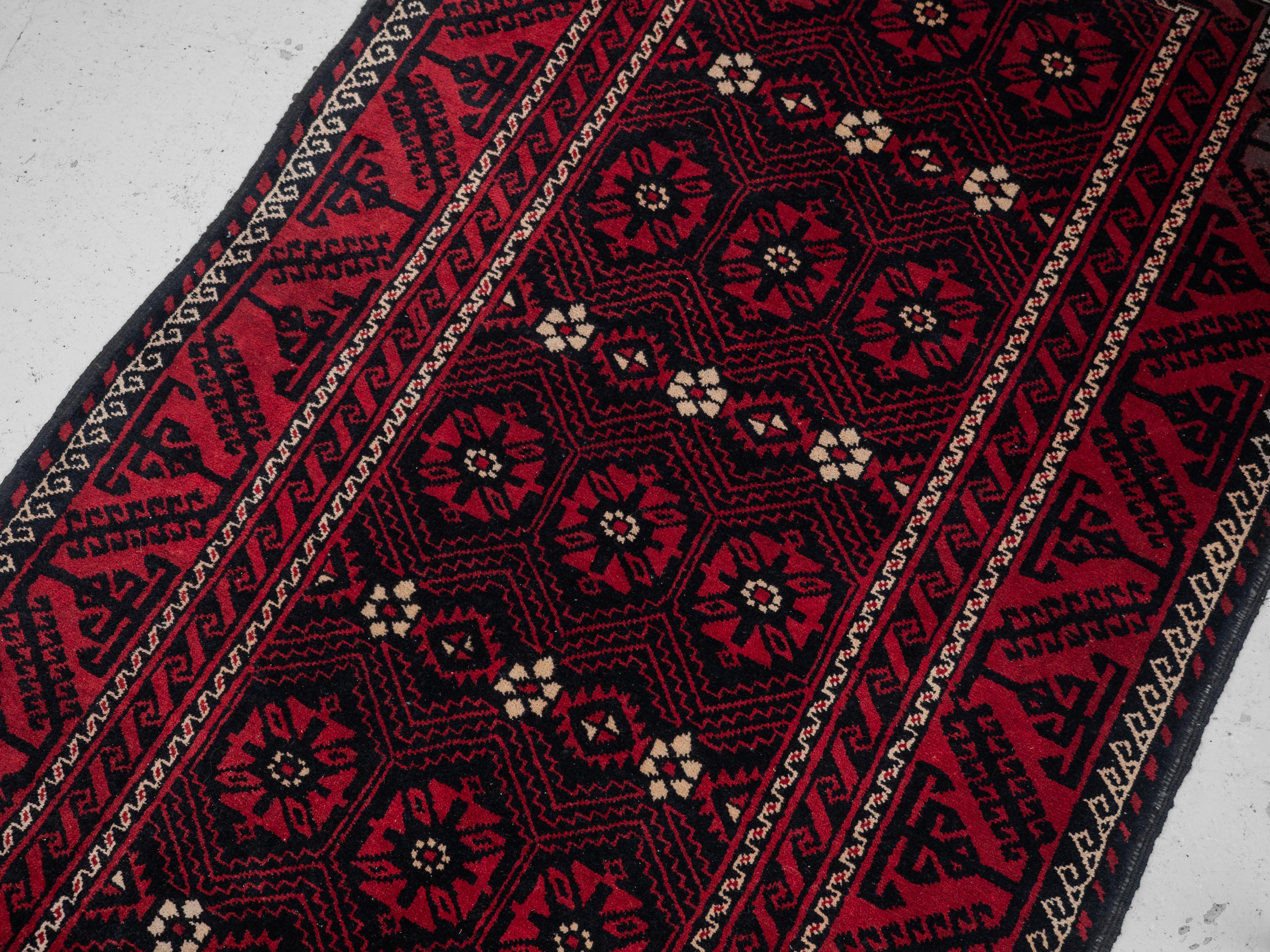 Baluch Afghan Persian Handwoven Rug 258 x 127 cm (Oriental Carpet Balouch) For Sale 2