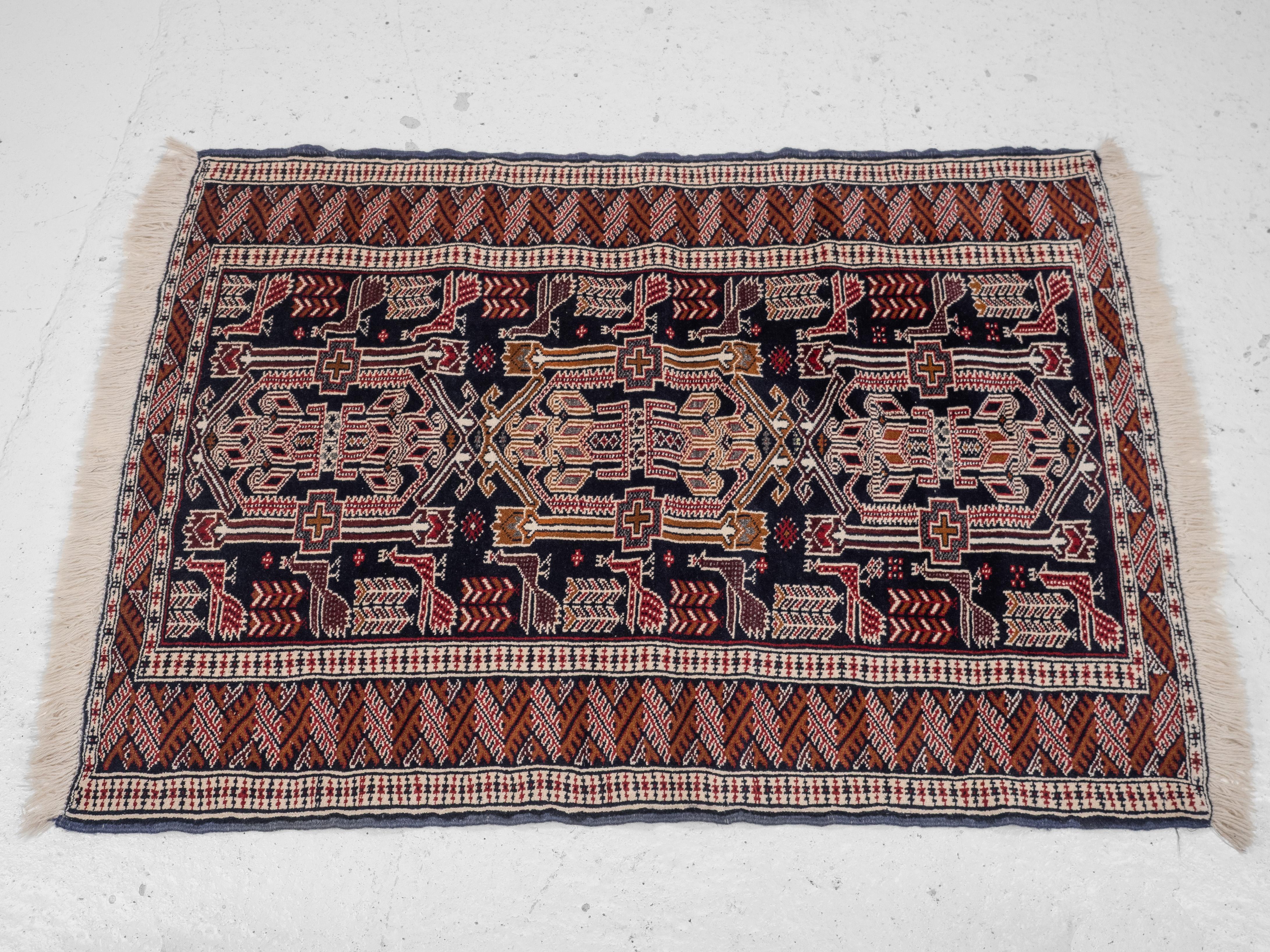 Wool Baluch Afghan Persian Handwoven Small Rug 146 x 97 cm (Oriental Carpet Balouch) For Sale
