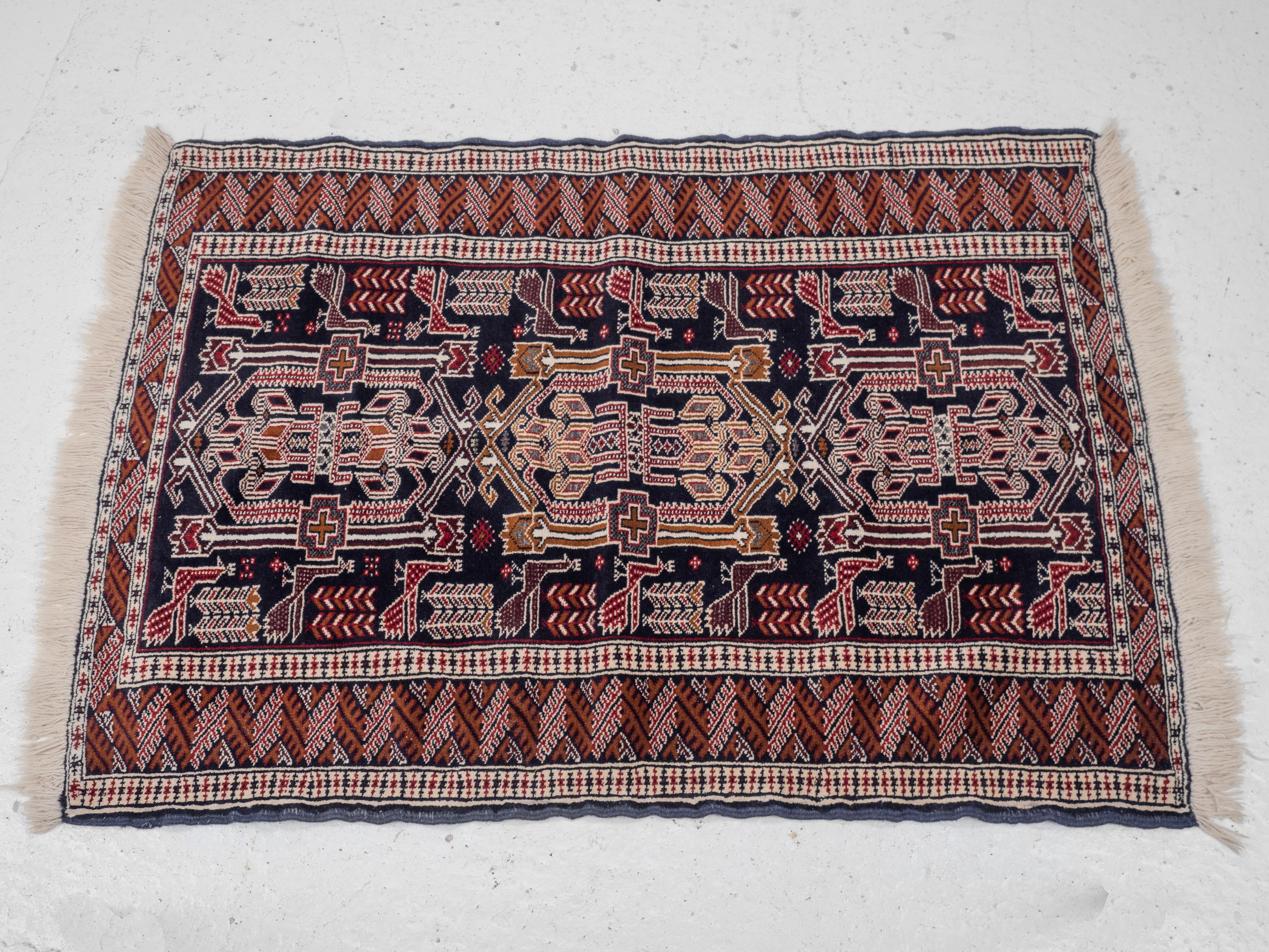 Baluch Afghan Persian Handwoven Small Rug 146 x 97 cm (Oriental Carpet Balouch) For Sale 1