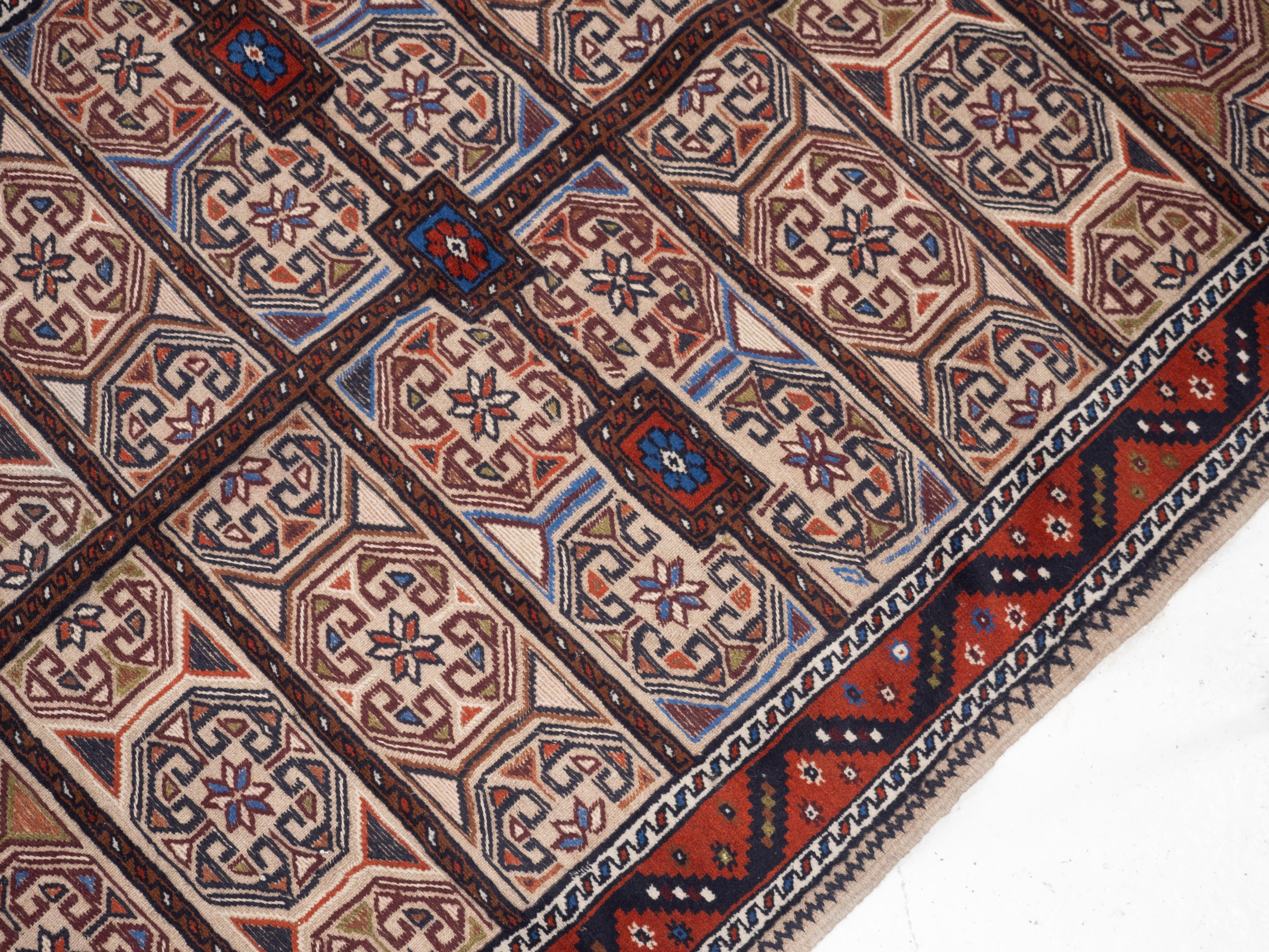 Baluch Afghan Persian part Kilim Handwoven Rug 218 x 129 cm (Tappeto a tessitura piatta) in vendita 4