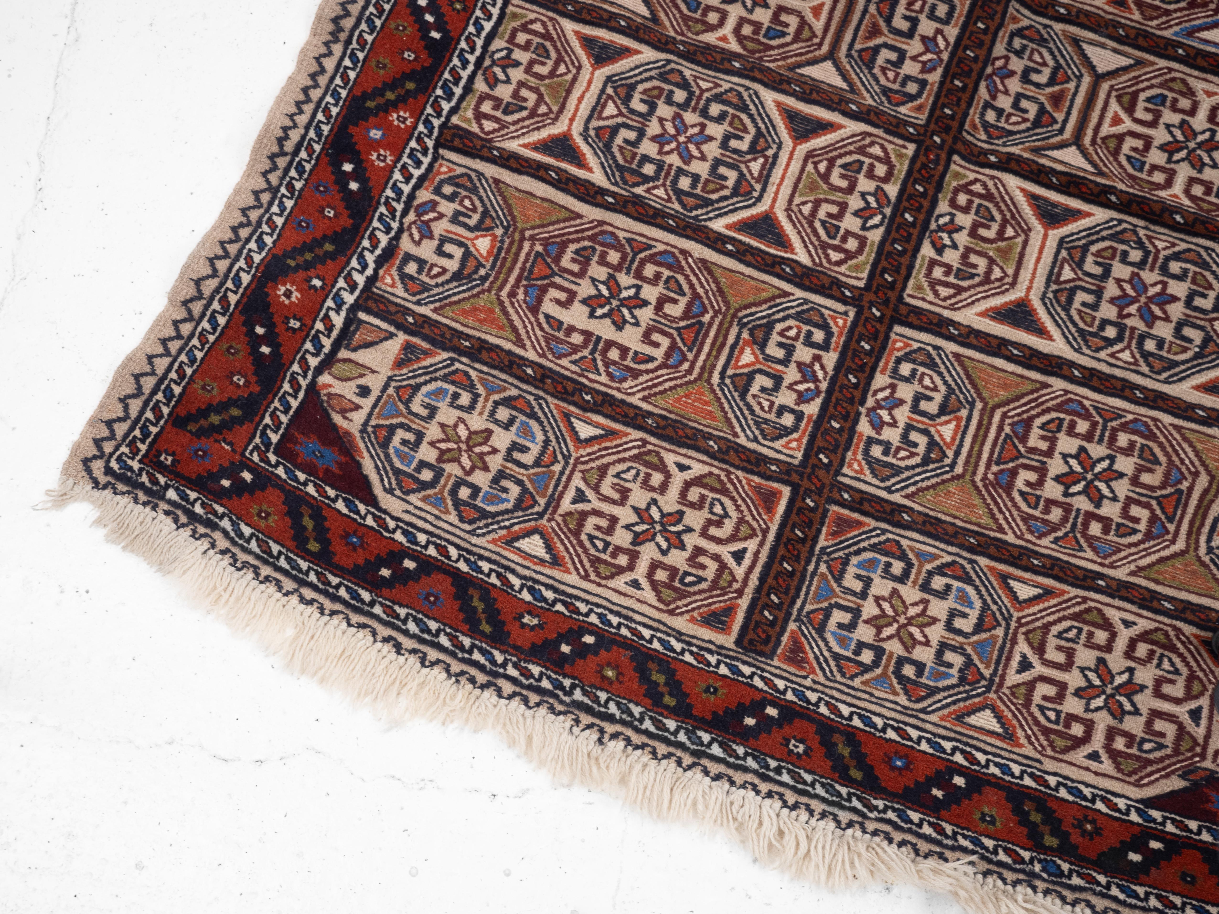 Baluch Afghan Persian part Kilim Handwoven Rug 218 x 129 cm (Tappeto a tessitura piatta) in vendita 5