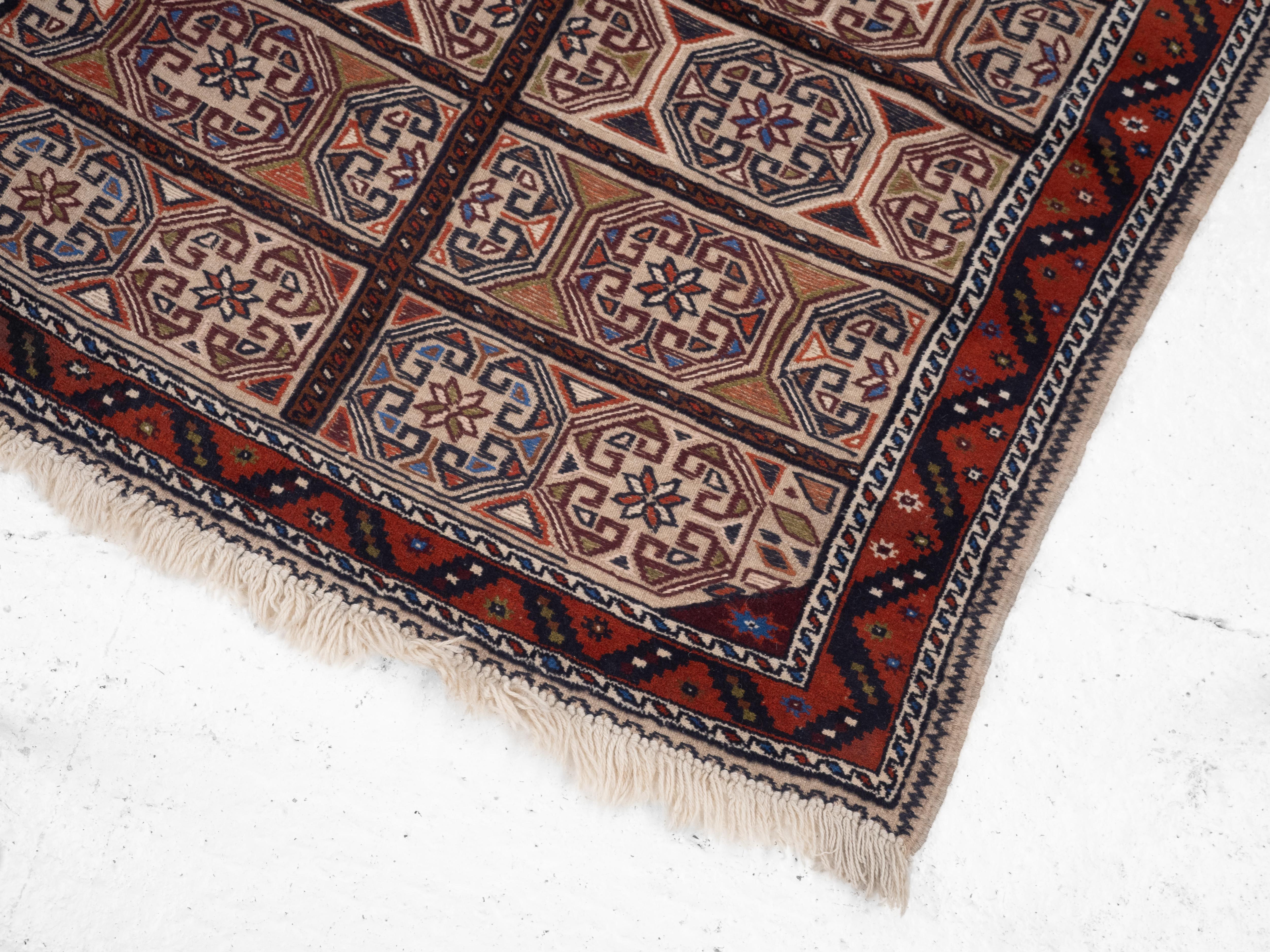 Baluch Afghan Persian part Kilim Handwoven Rug 218 x 129 cm (Tappeto a tessitura piatta) in vendita 6