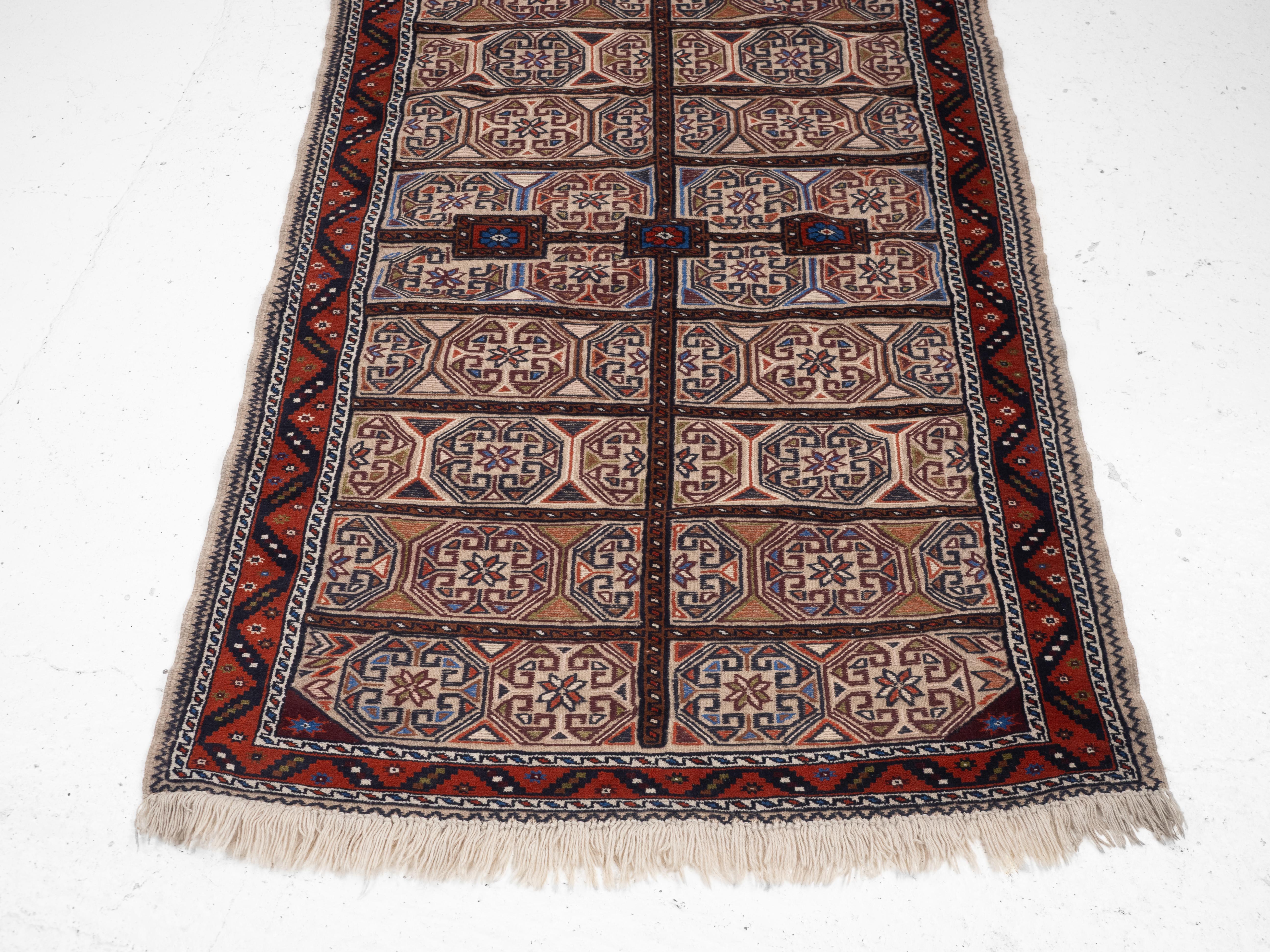 Tessuto a mano Baluch Afghan Persian part Kilim Handwoven Rug 218 x 129 cm (Tappeto a tessitura piatta) in vendita