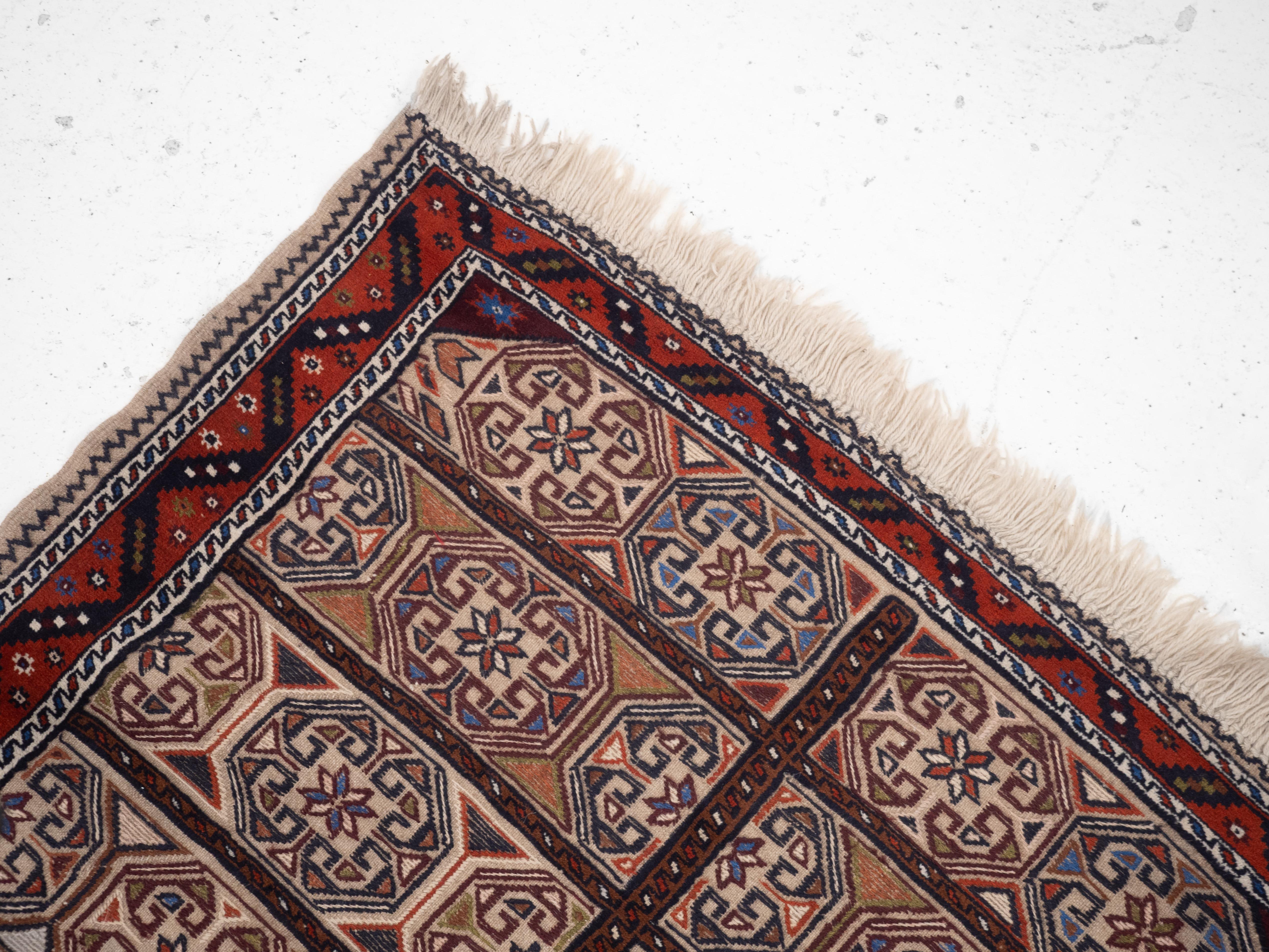 Baluch Afghan Persian part Kilim Handwoven Rug 218 x 129 cm (Tappeto a tessitura piatta) in vendita 1