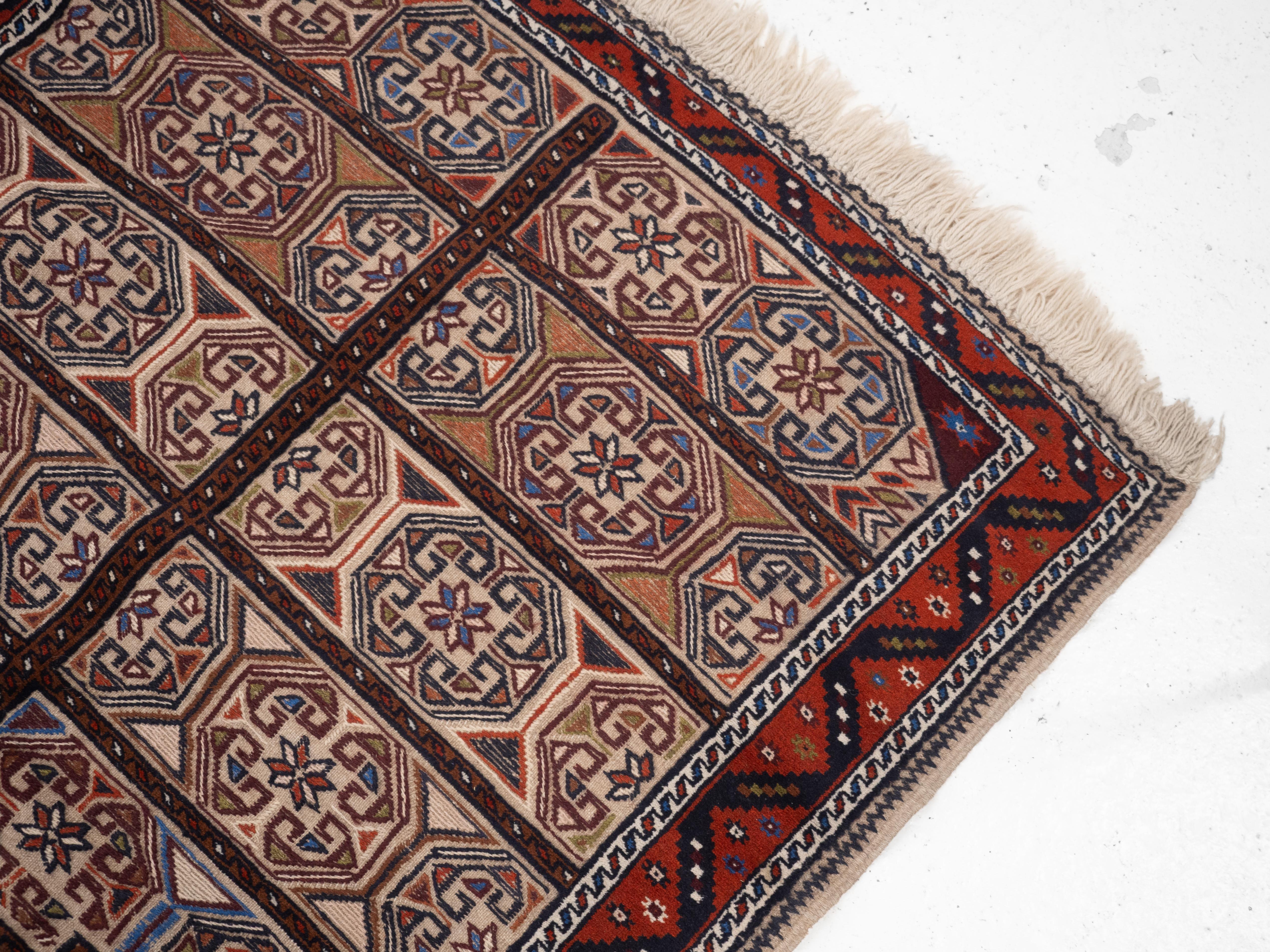 Baluch Afghan Persian part Kilim Handwoven Rug 218 x 129 cm (Tappeto a tessitura piatta) in vendita 2