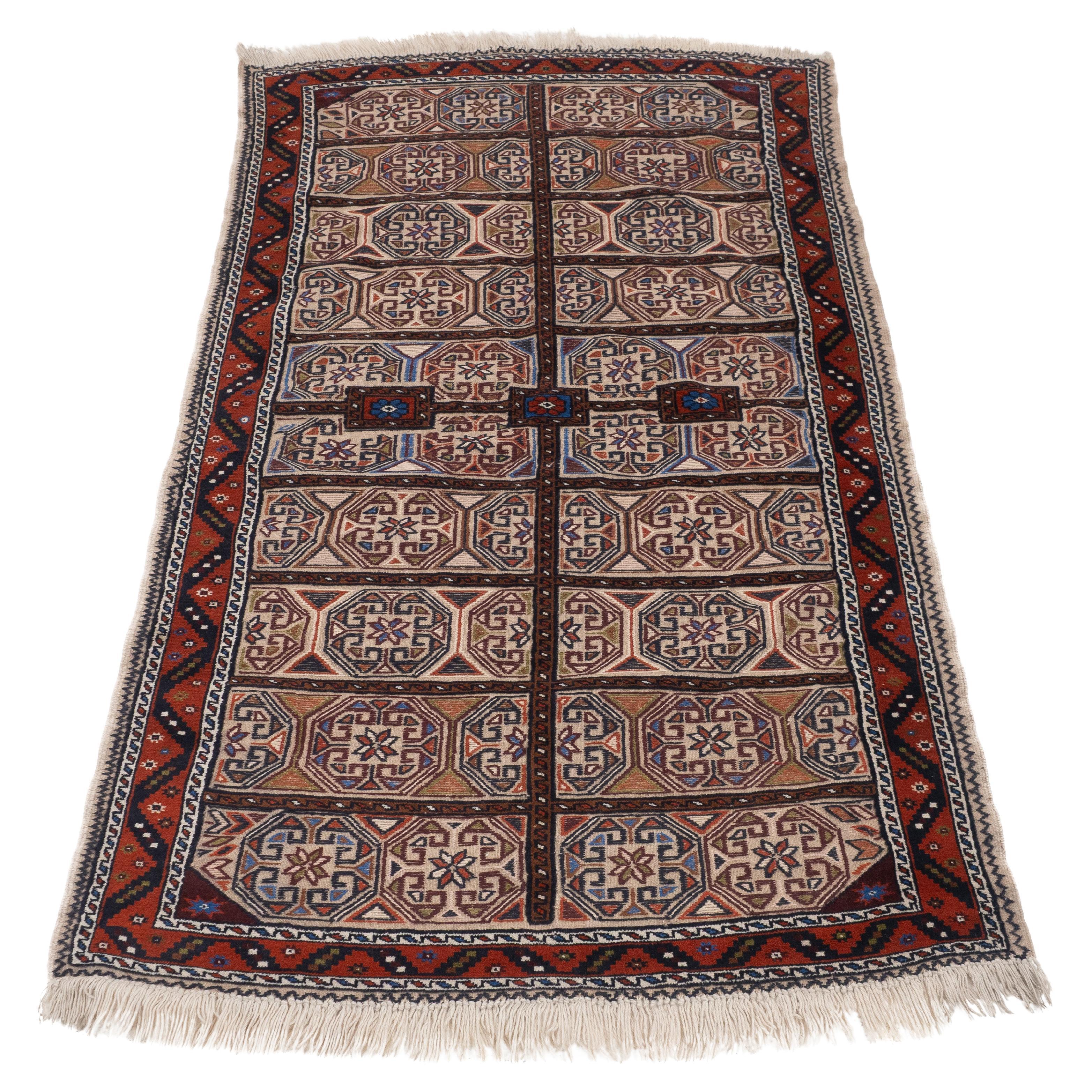 Baluch Afghan Persian part Kilim Handwoven Rug 218 x 129 cm (Flat-Weave Carpet)