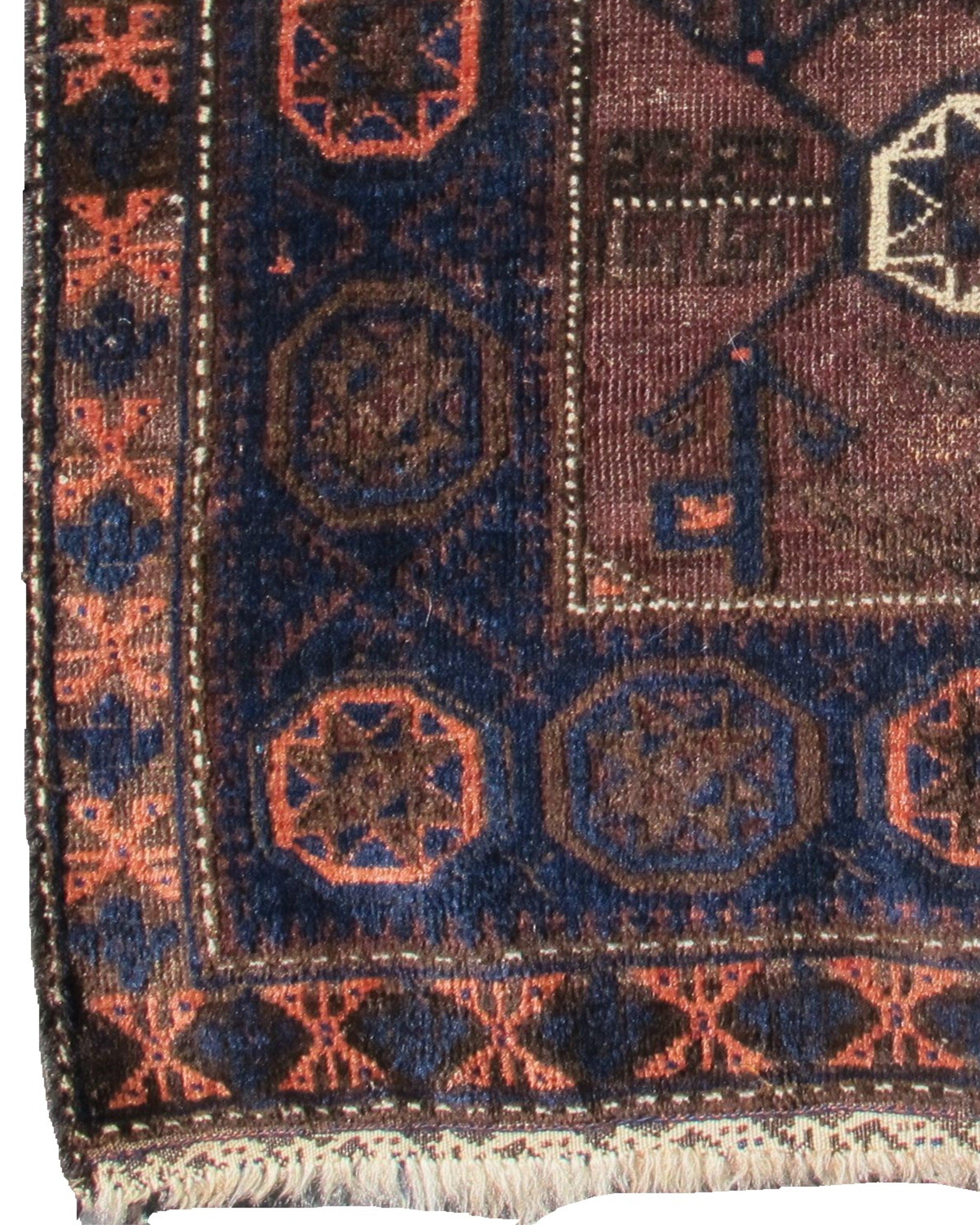 Hand-Knotted Antique Persian Baluch Bagface, Late 19th Century For Sale