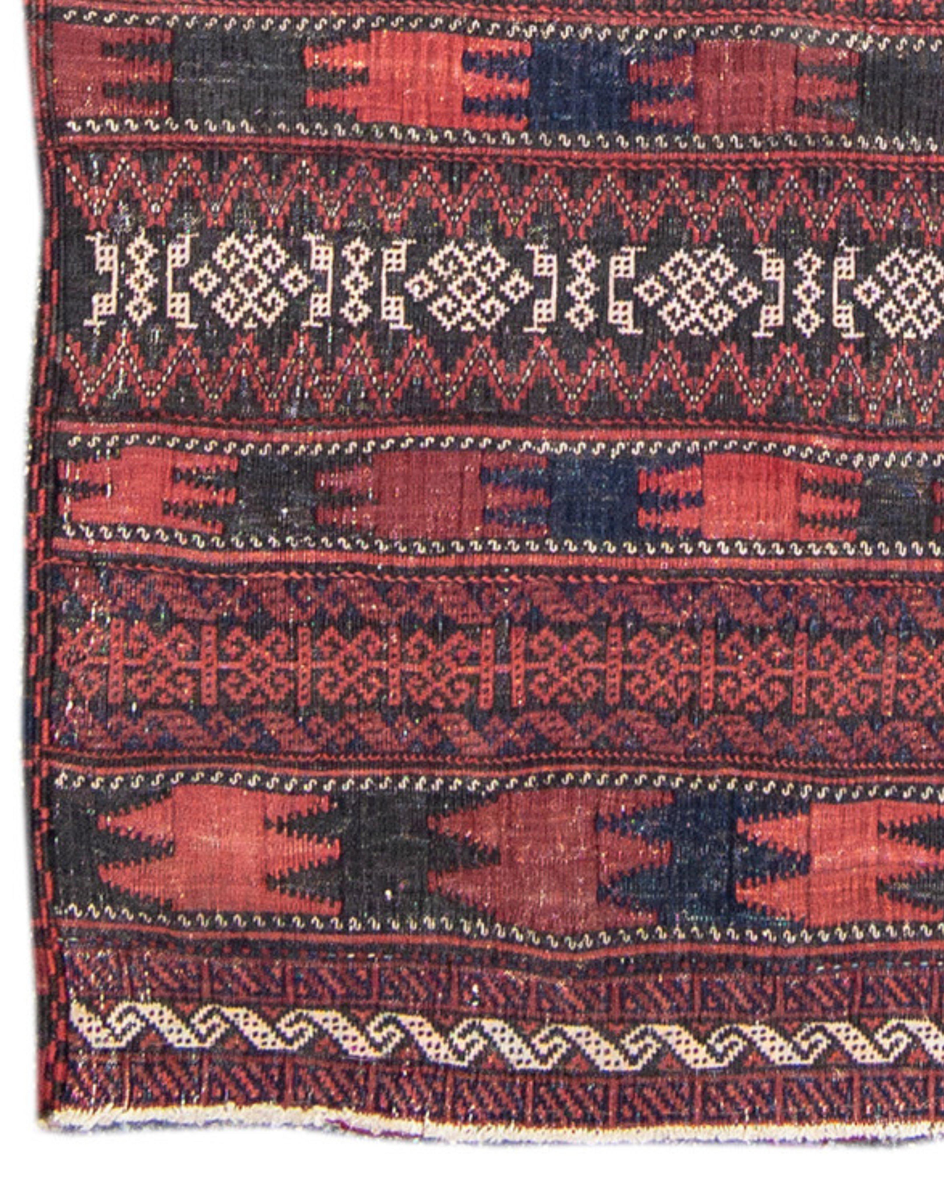Hand-Knotted Baluch Flat-Woven Rug, c. 1900 For Sale