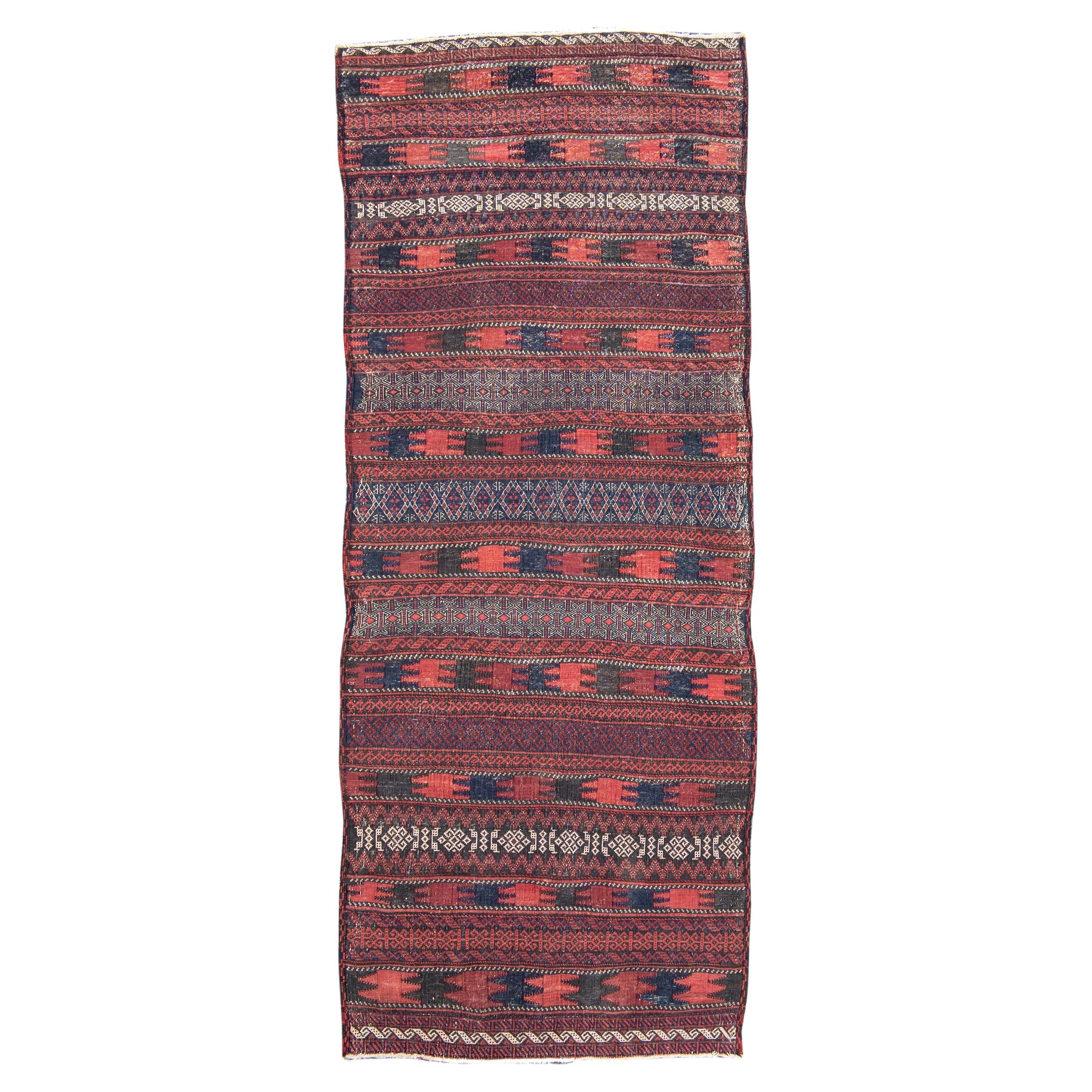 Baluch Flat-Woven Rug, c. 1900 For Sale
