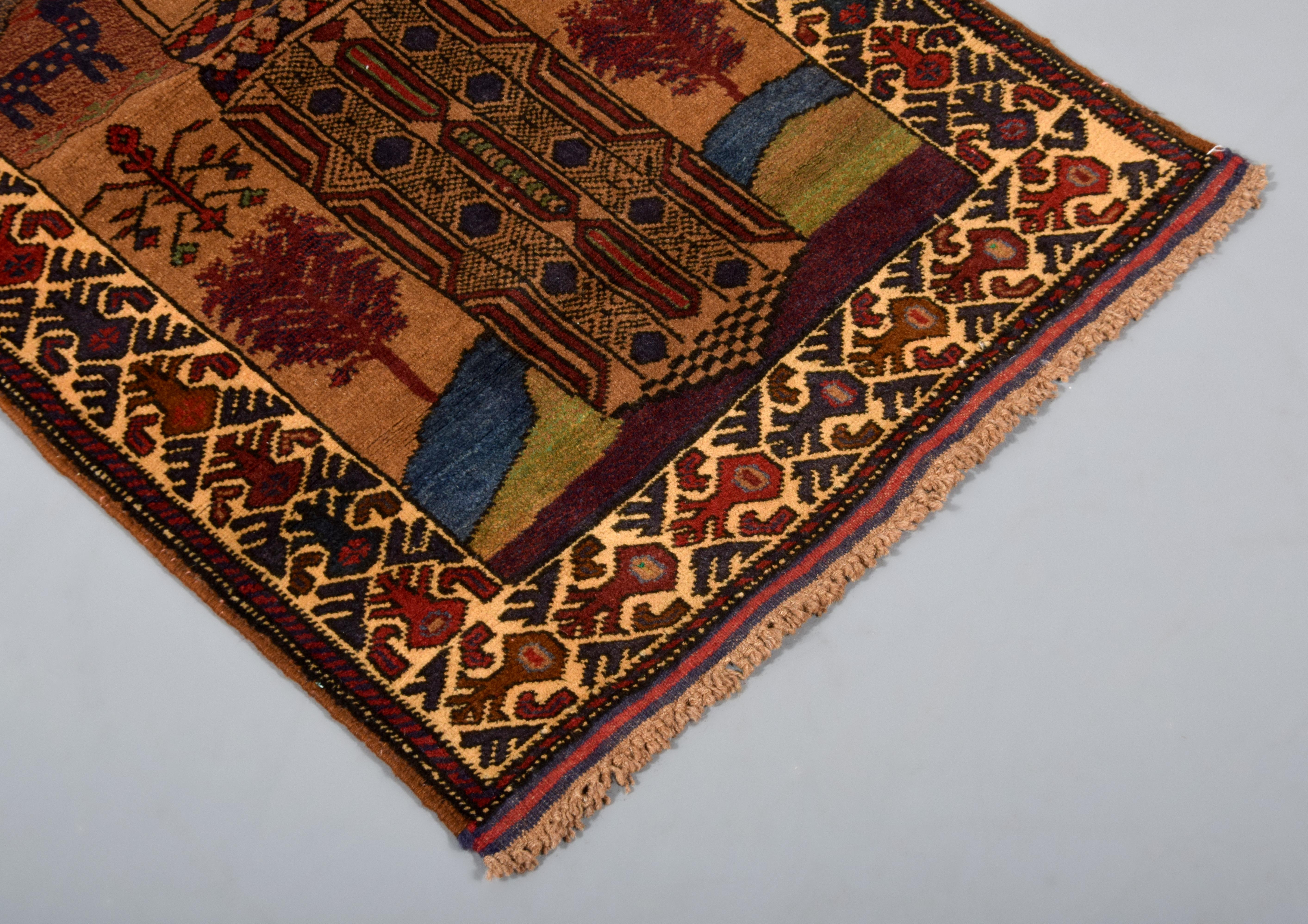Alfombra de oración pictórica baluch, Torre de Jam Afgano en venta