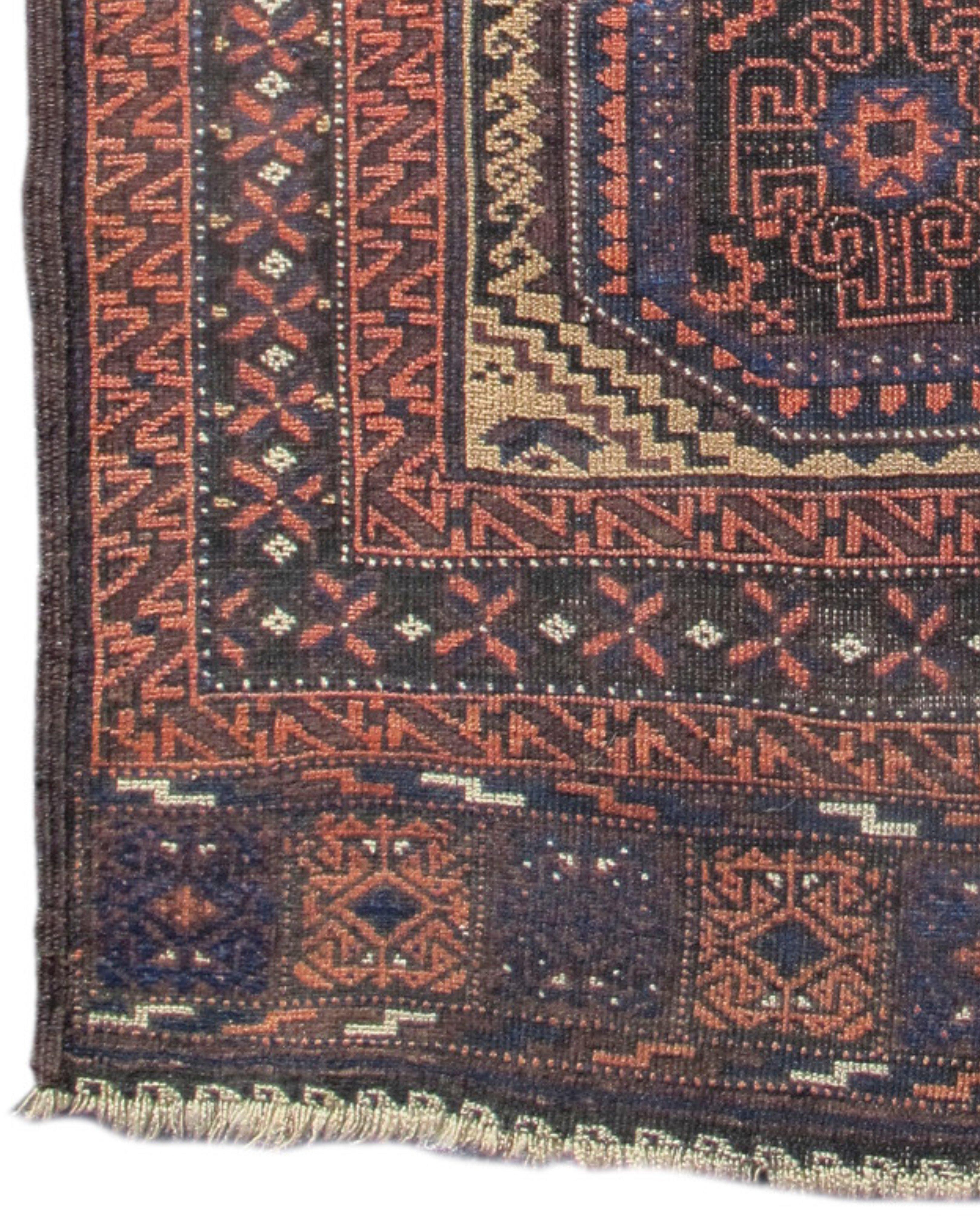 Hand-Knotted Baluch Rug, Late 19th Century For Sale