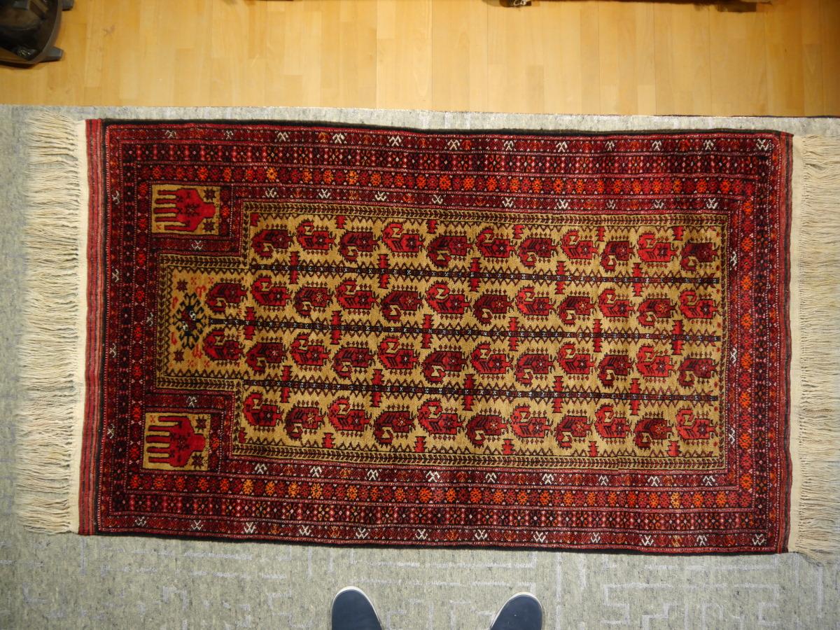 Baluch Rug Vintage Prayer Carpet hand-knotted Semi Antique 5 x 3 ft 1