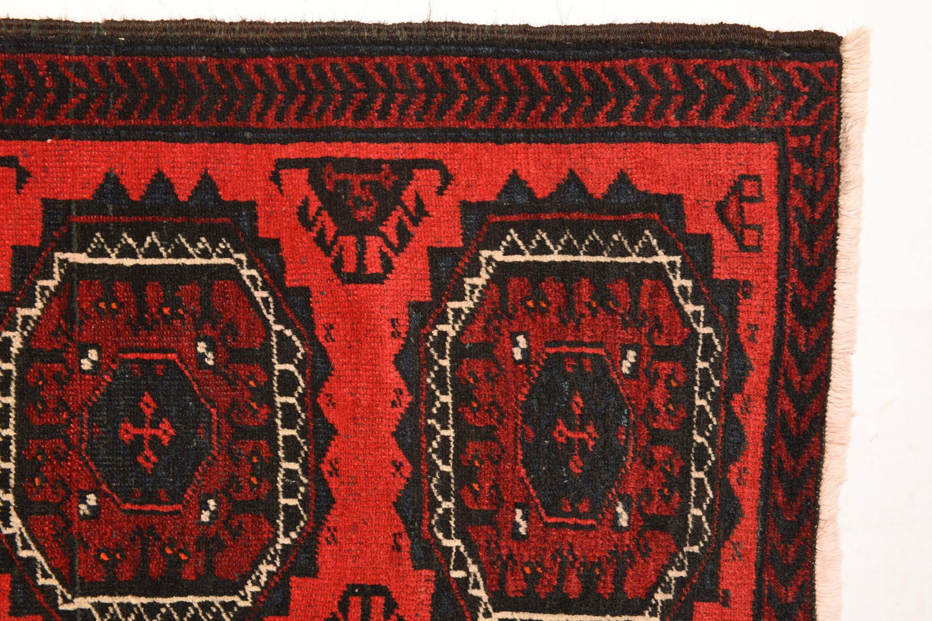 Hand-Knotted Baluci Carpet with Bokara Design For Sale