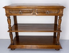 Baluster Console or Serving Table Marble Top Louis XIII St, French, Late 19th C