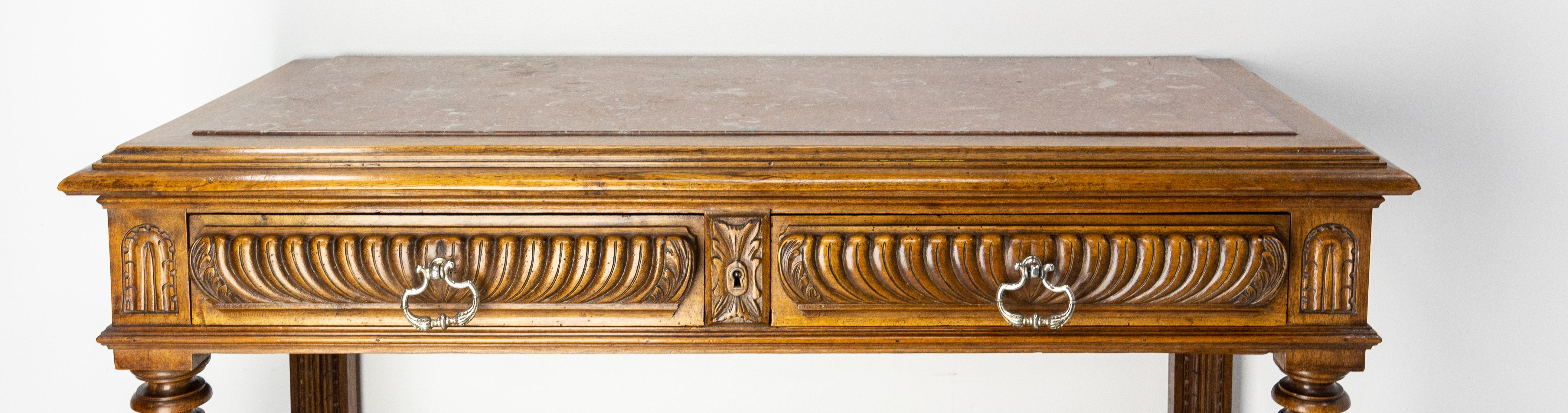 Console ou table de service à balustre, plateau en marbre, style Louis XIII, français, fin du 19e s. en vente 2