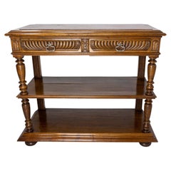Antique Baluster Console or Serving Table Marble Top Louis XIII St, French, Late 19th C