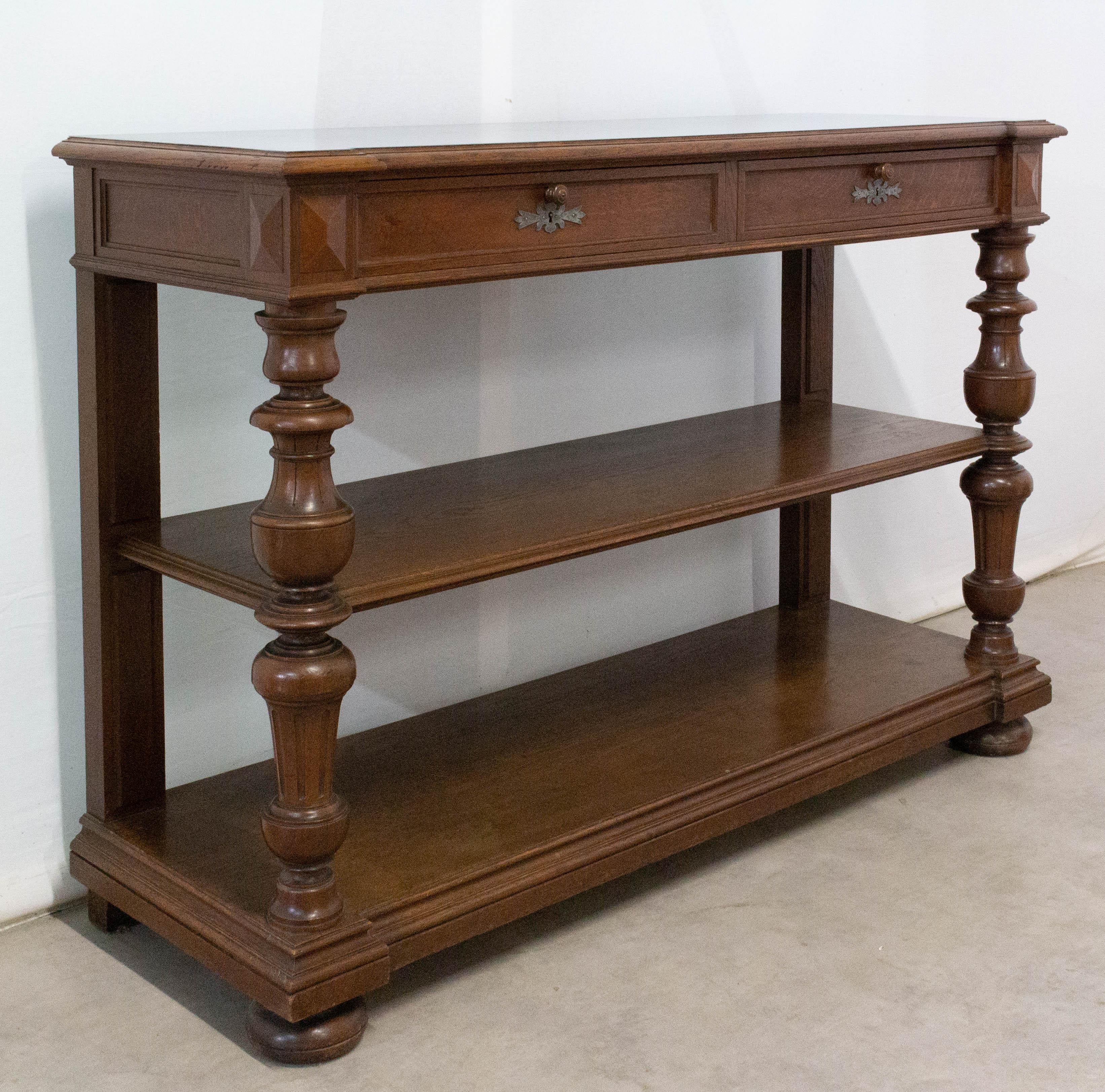 Baluster Console or Serving Table Zinc Top, French, Late 19th Century In Good Condition In Labrit, Landes