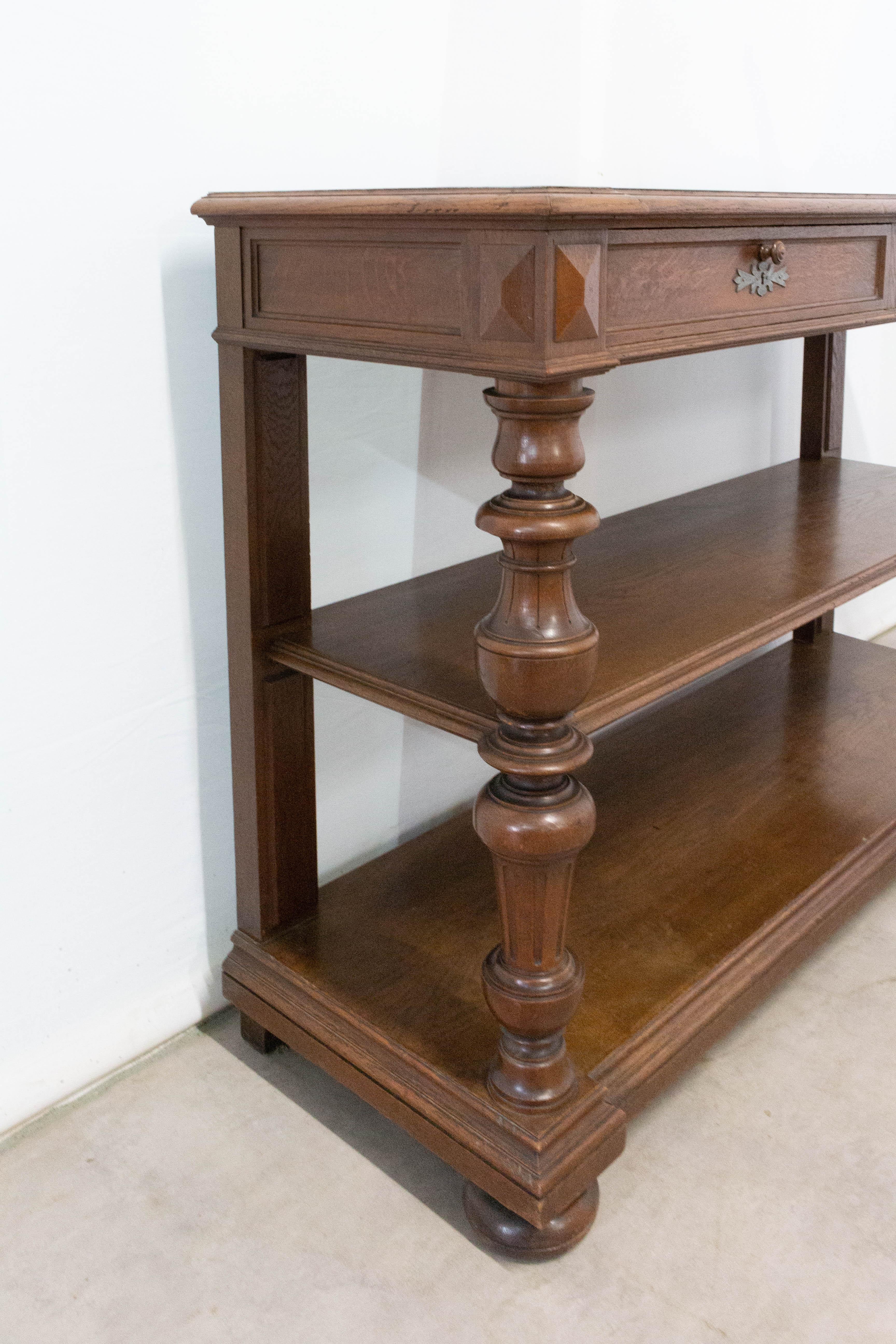 Baluster Console or Serving Table Zinc Top, French, Late 19th Century 2