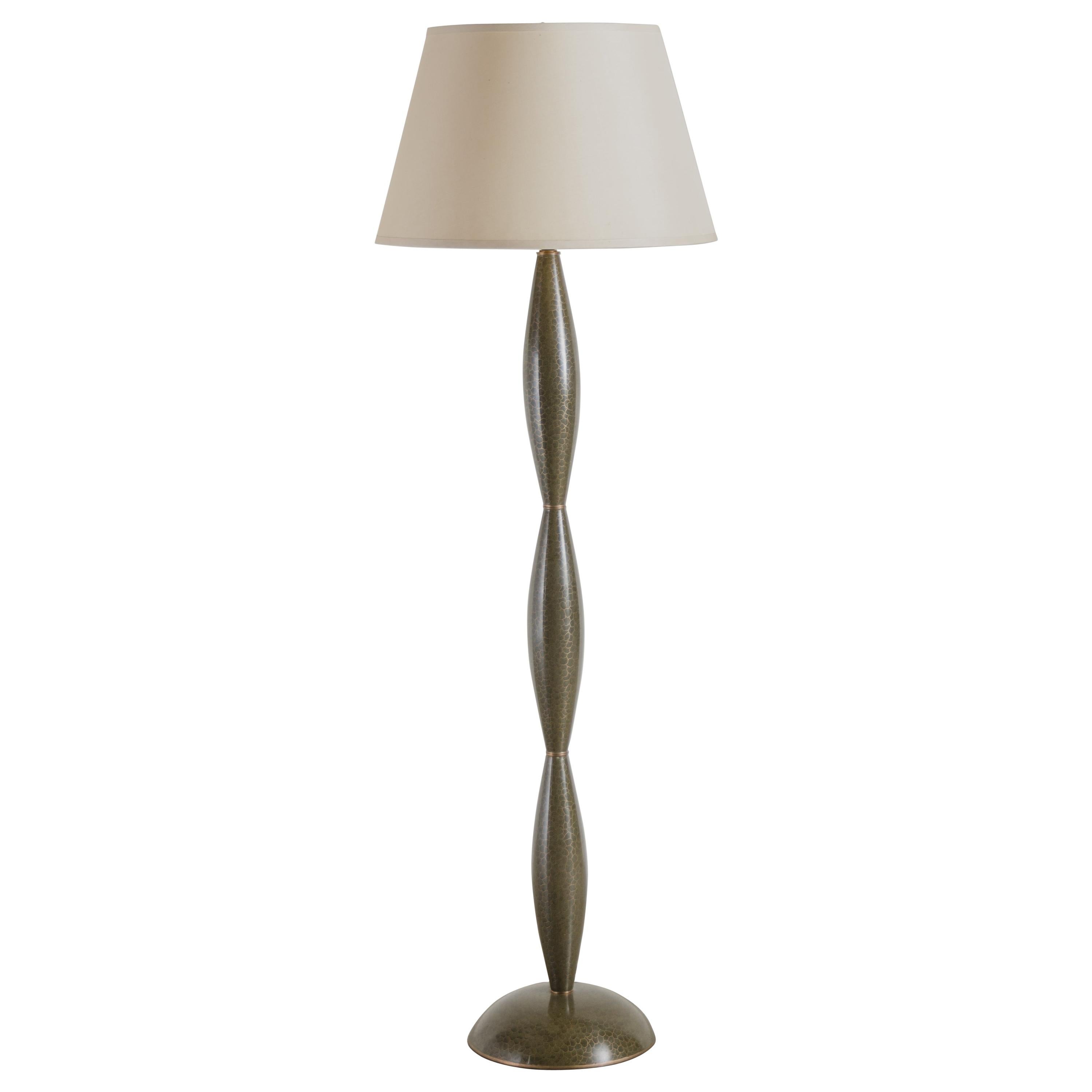 Baluster Floor Lamp, Moss/Webb Design Cloisonné by Robert Kuo, Limited Edition For Sale