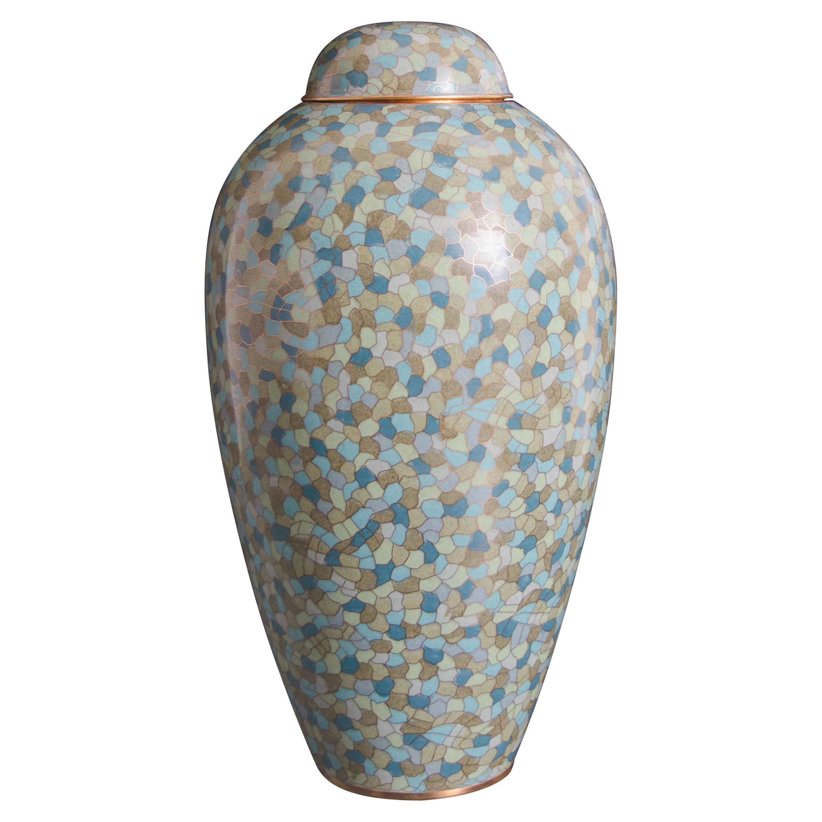 Baluster Jar and Lid in Azure Colors by Robert Kuo, Limited Edition For Sale