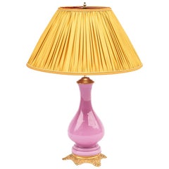 Baluster Pink Opaline Lamp and Gilt Bronze Mount, circa 1900