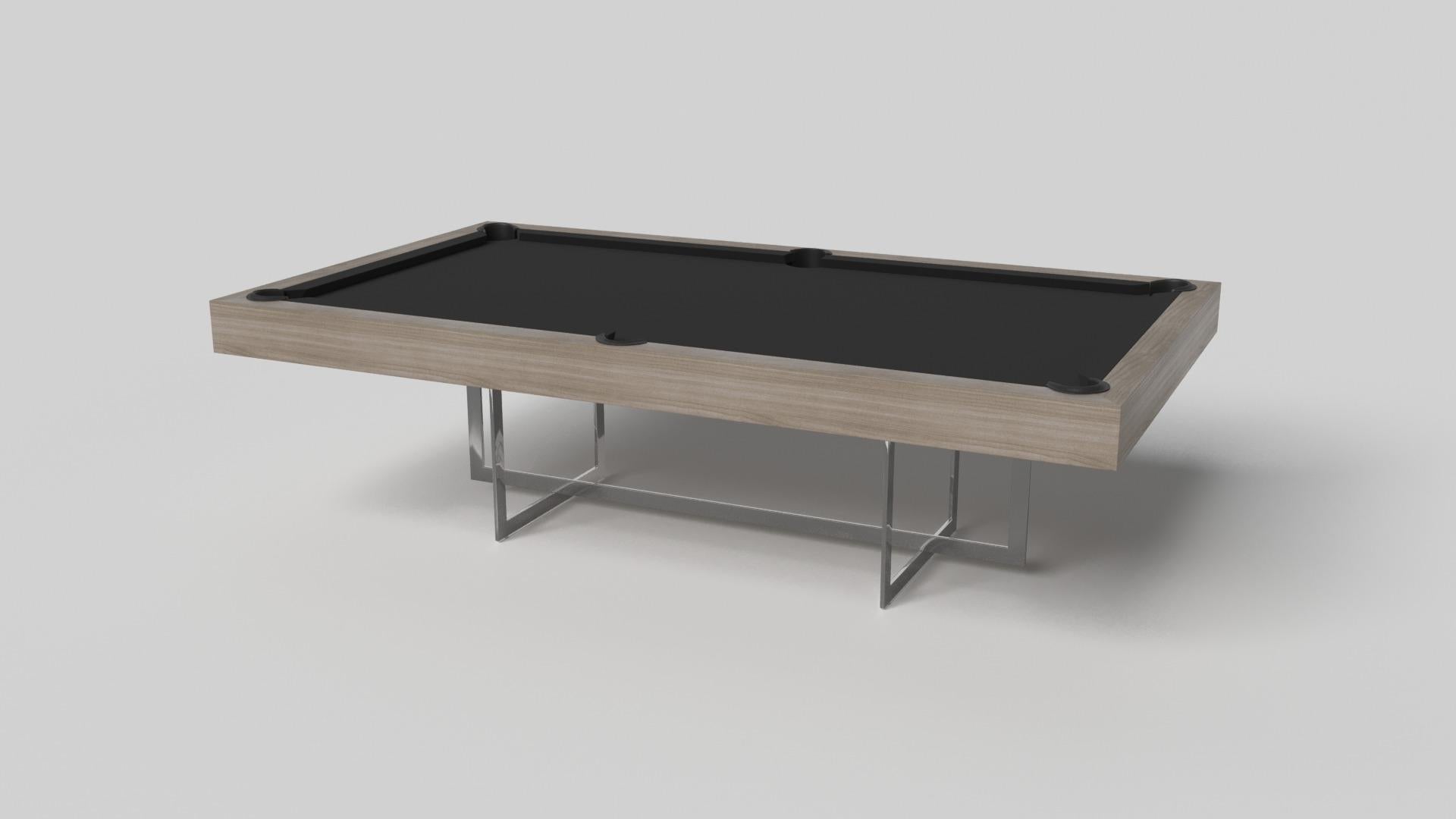 With an open metal foundation, our Beso table is a unique expression of contemporary forms and negative space. This pool table is handcrafted by our master artisans with a rectangle-in-rectangle base that echoes the angles and edges of a regulation