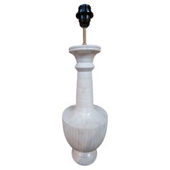 Baluster-shaped Body White Alabaster Lamp with a Fluted