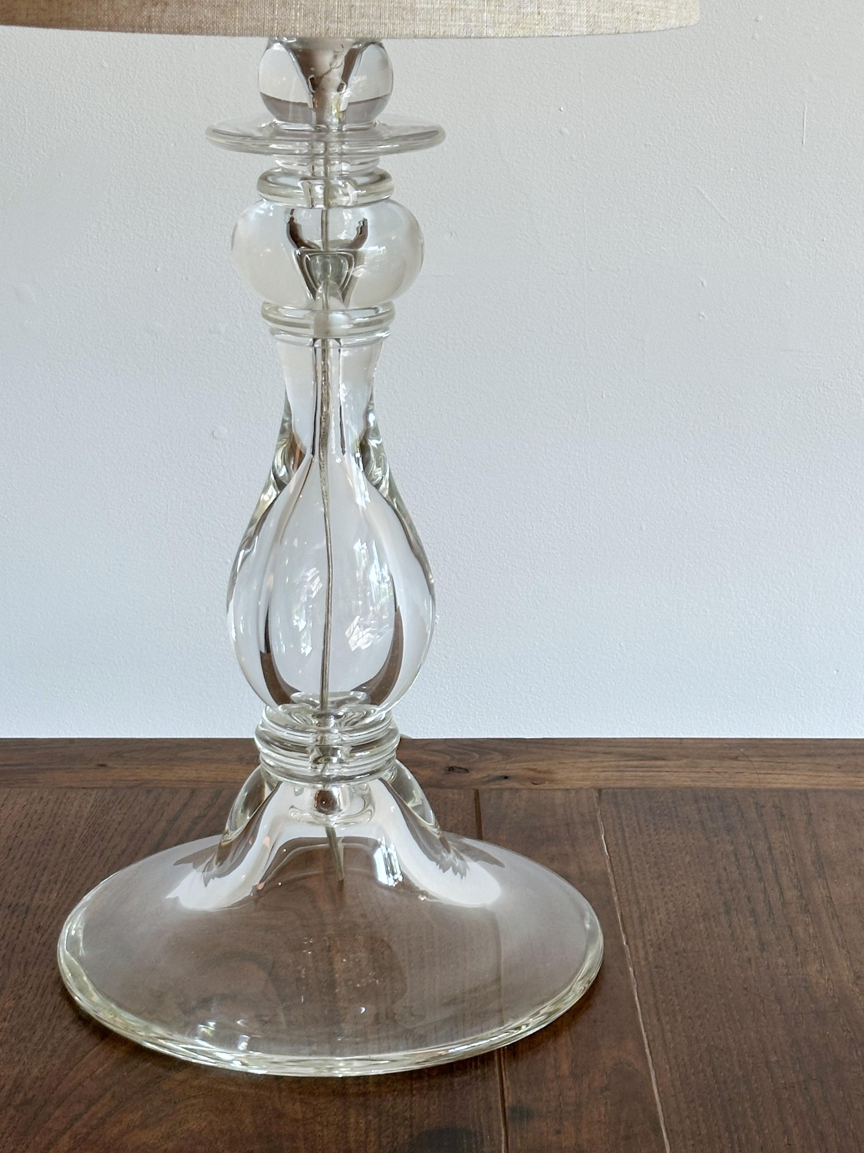 Modern Baluster Style Large Glass Table Lamp For Sale