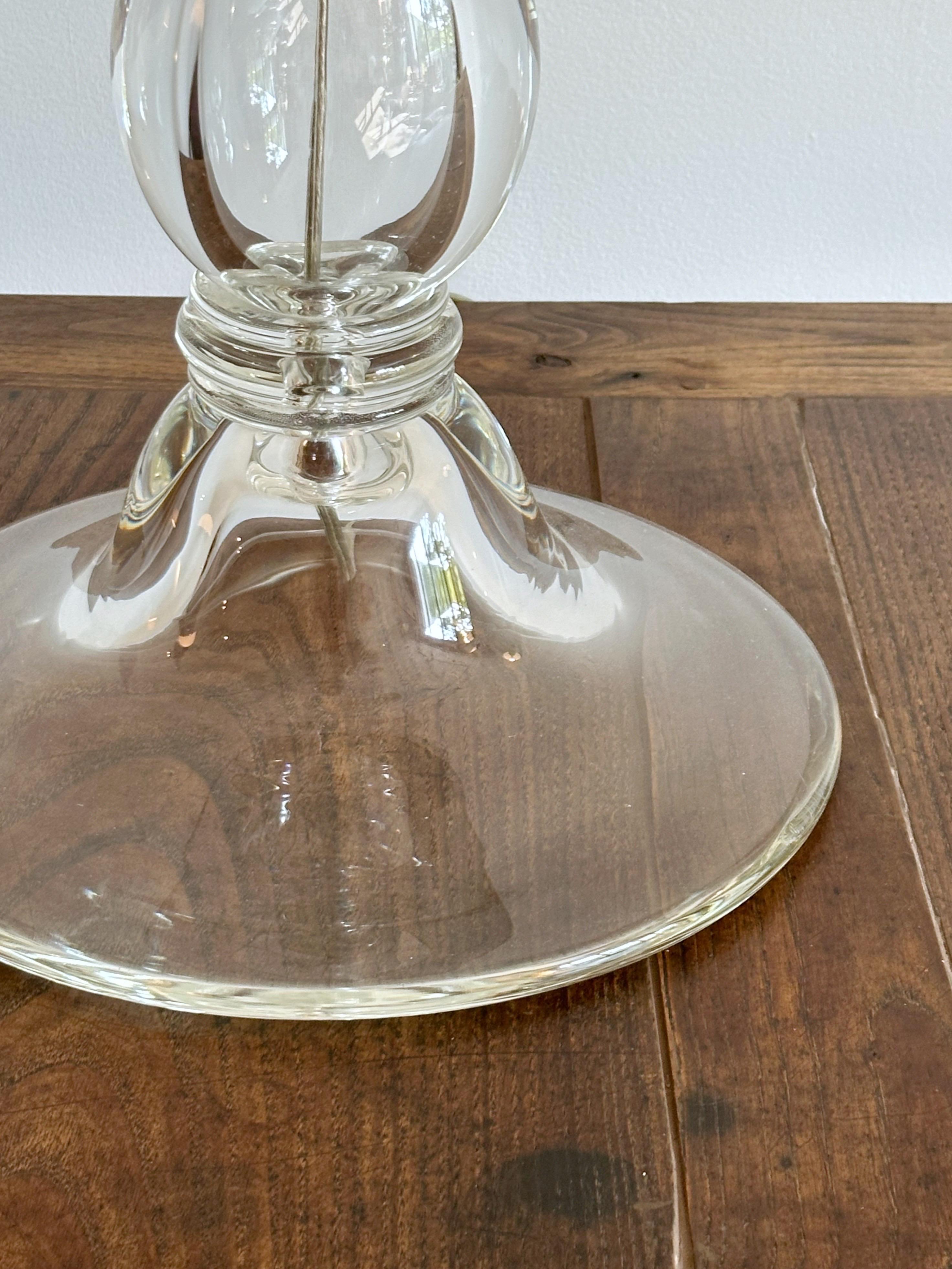 American Baluster Style Large Glass Table Lamp For Sale