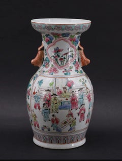 Balustervase aus emailliertem Porzellan der Famille Rose - China - Kanton - Ende des 19.