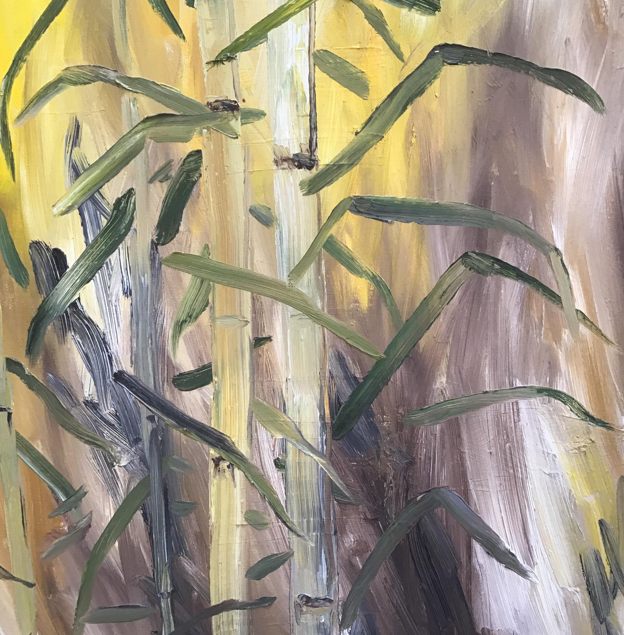 Bambus Grove, Ölgemälde von Balz, „Bäume am Himmel“ im Angebot 2