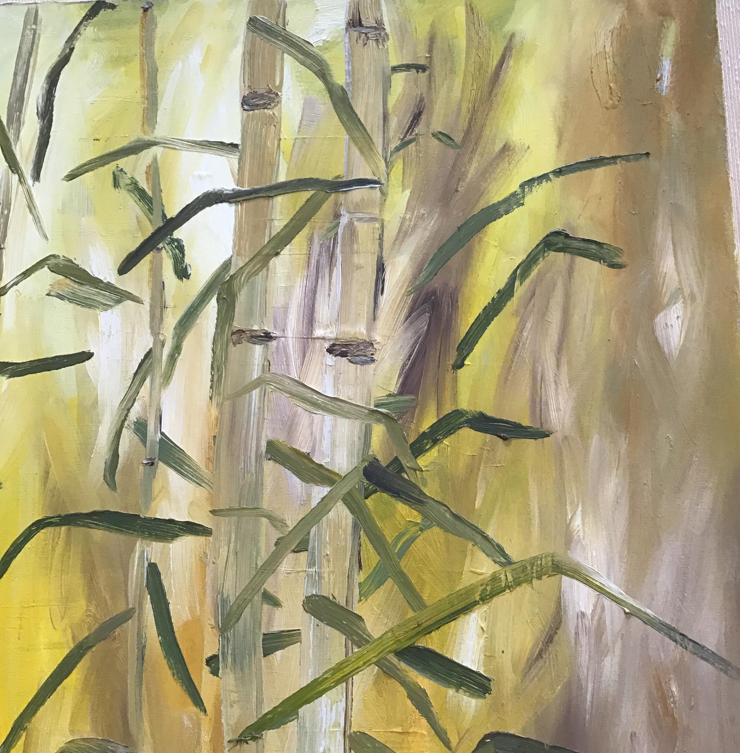 Bambus Grove, Ölgemälde von Balz, „Bäume am Himmel“ im Angebot 3