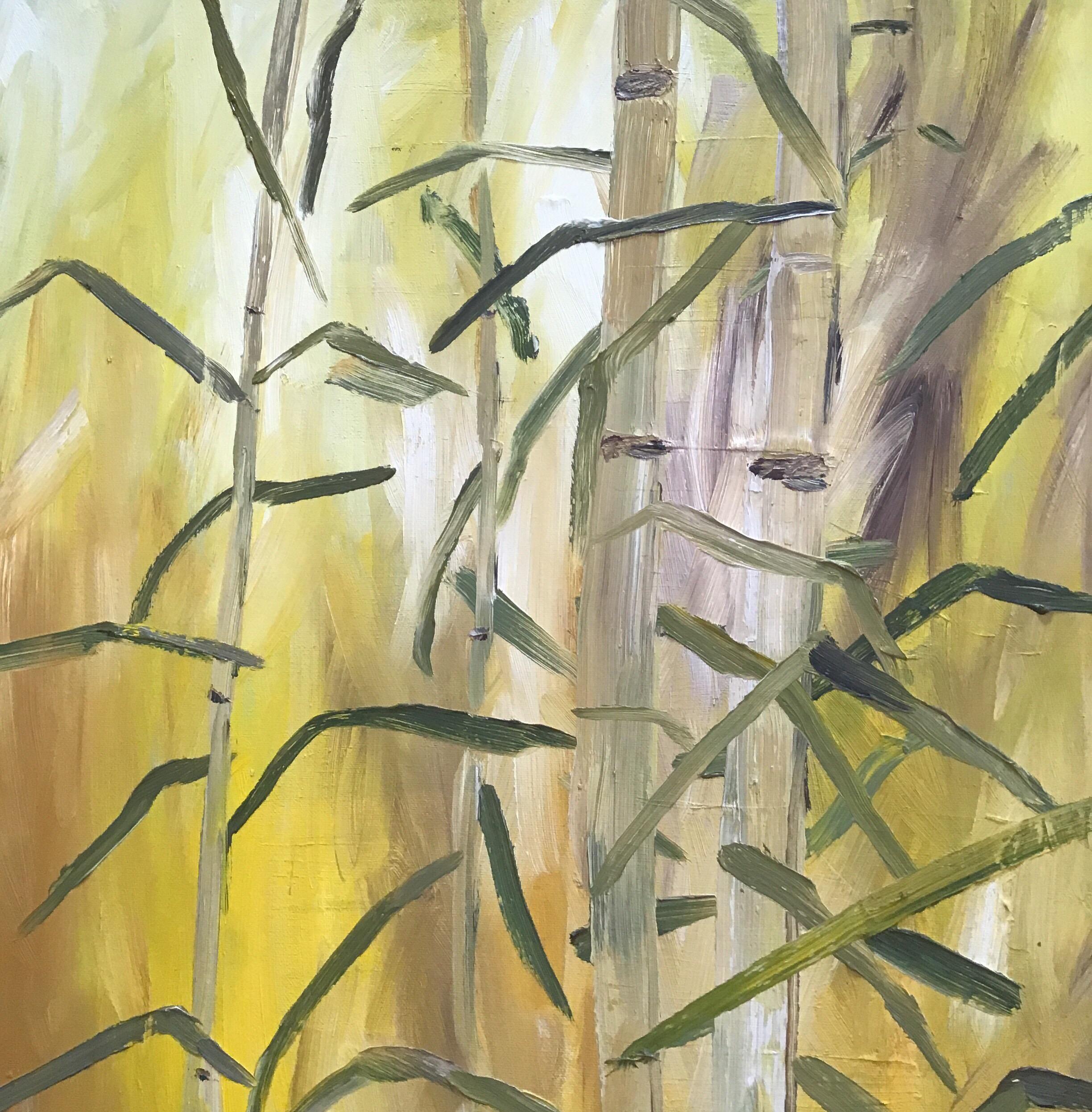 Bambus Grove, Ölgemälde von Balz, „Bäume am Himmel“ im Angebot 4