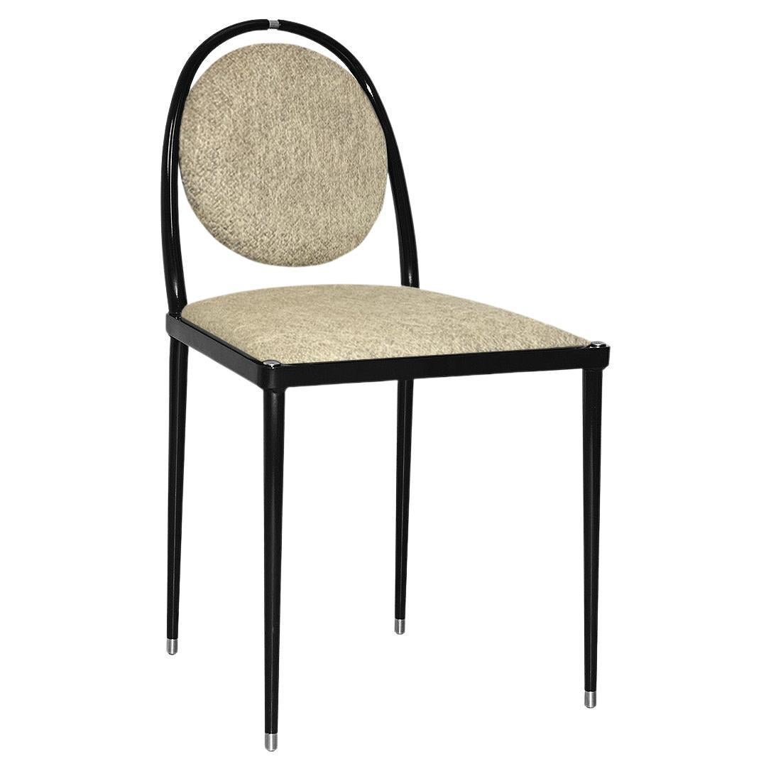 Balzaretti Chair in Black High-Gloss and Quinoa Mohair