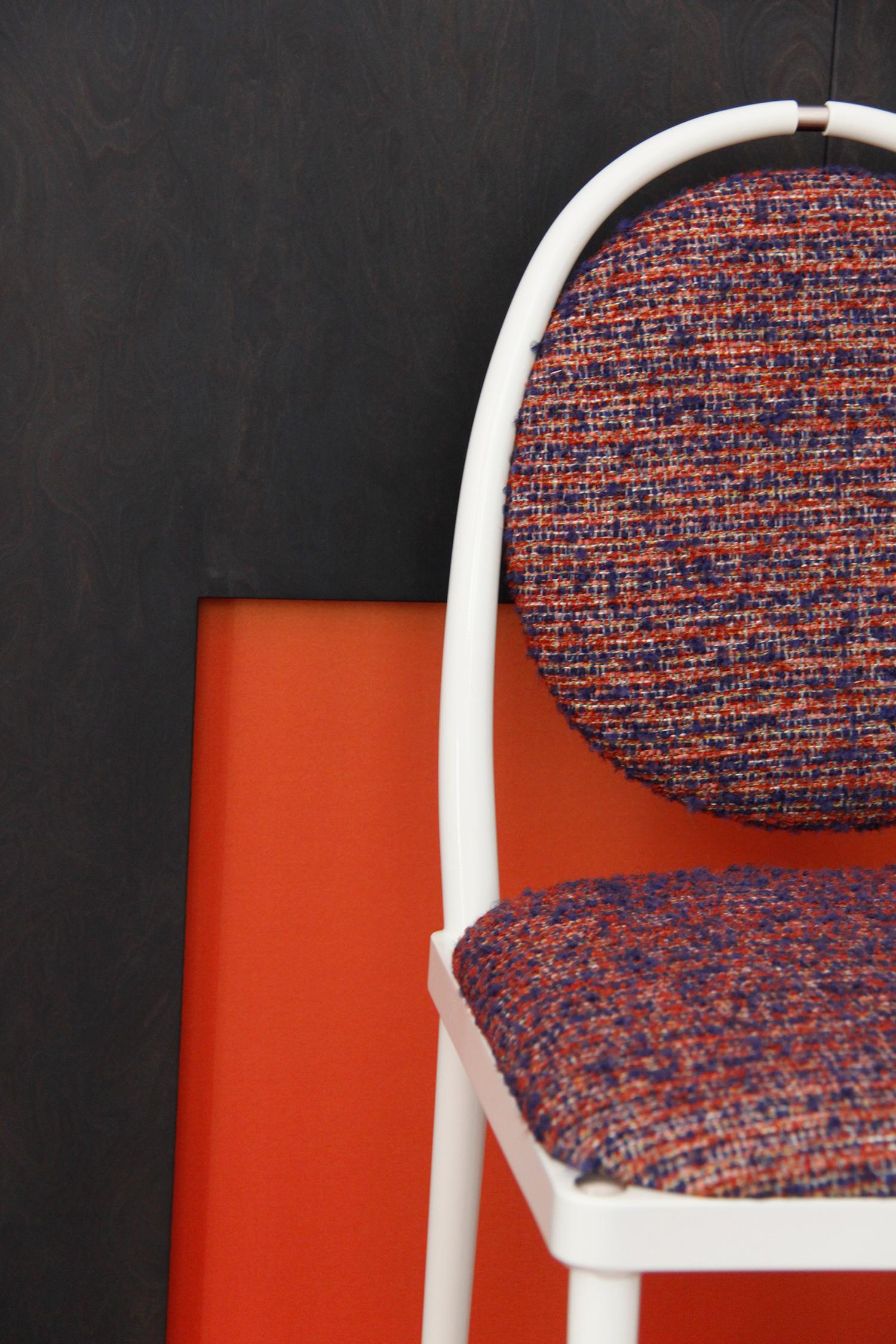 ‘Balzaretti’ Chair in Colorful Textured Fabric, Alpaca, Wool and Mohair In New Condition For Sale In Concordia Sagittaria, Veneto
