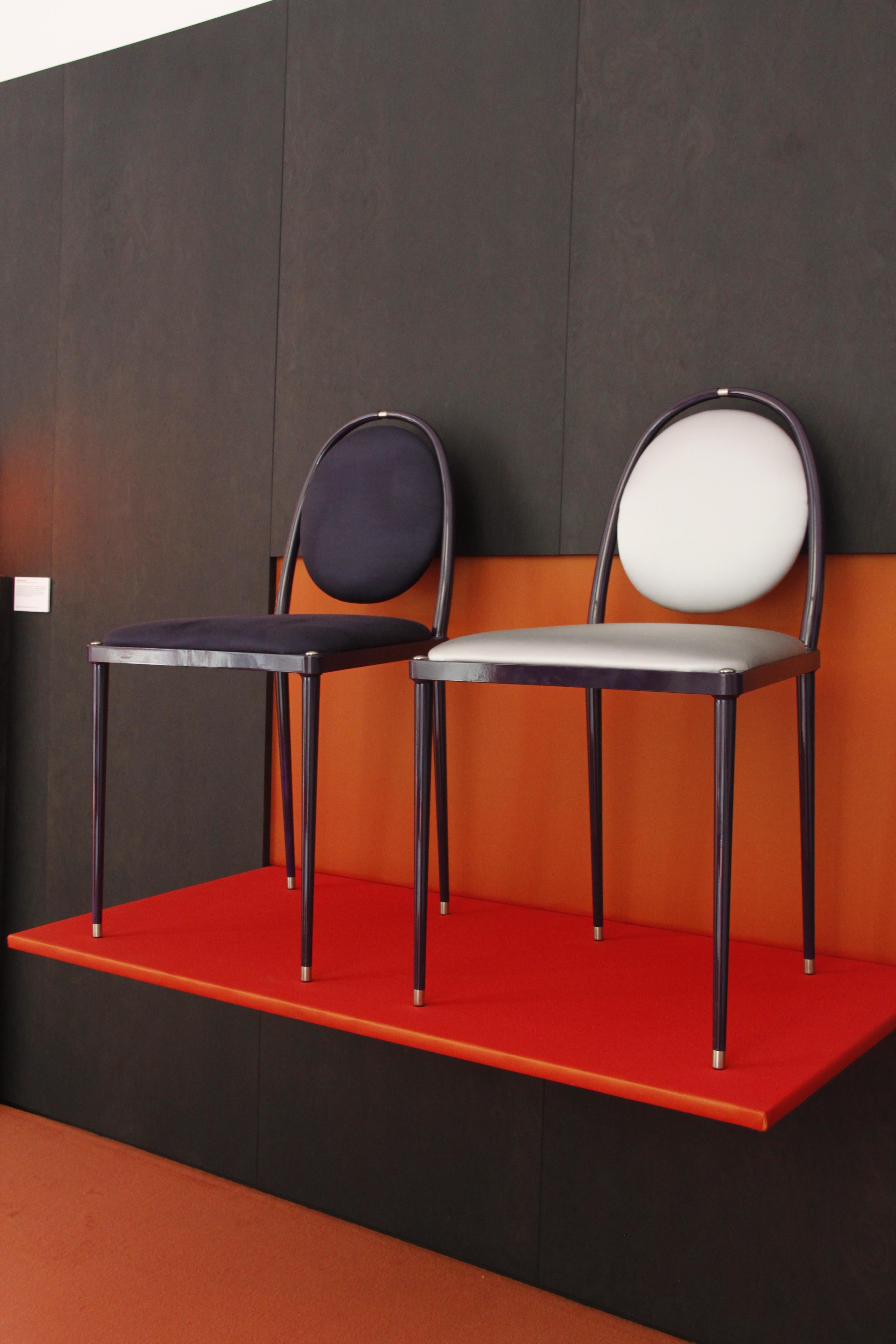 Contemporary 'Balzaretti' Chair in Deep Purple Moire Pattern Silk For Sale