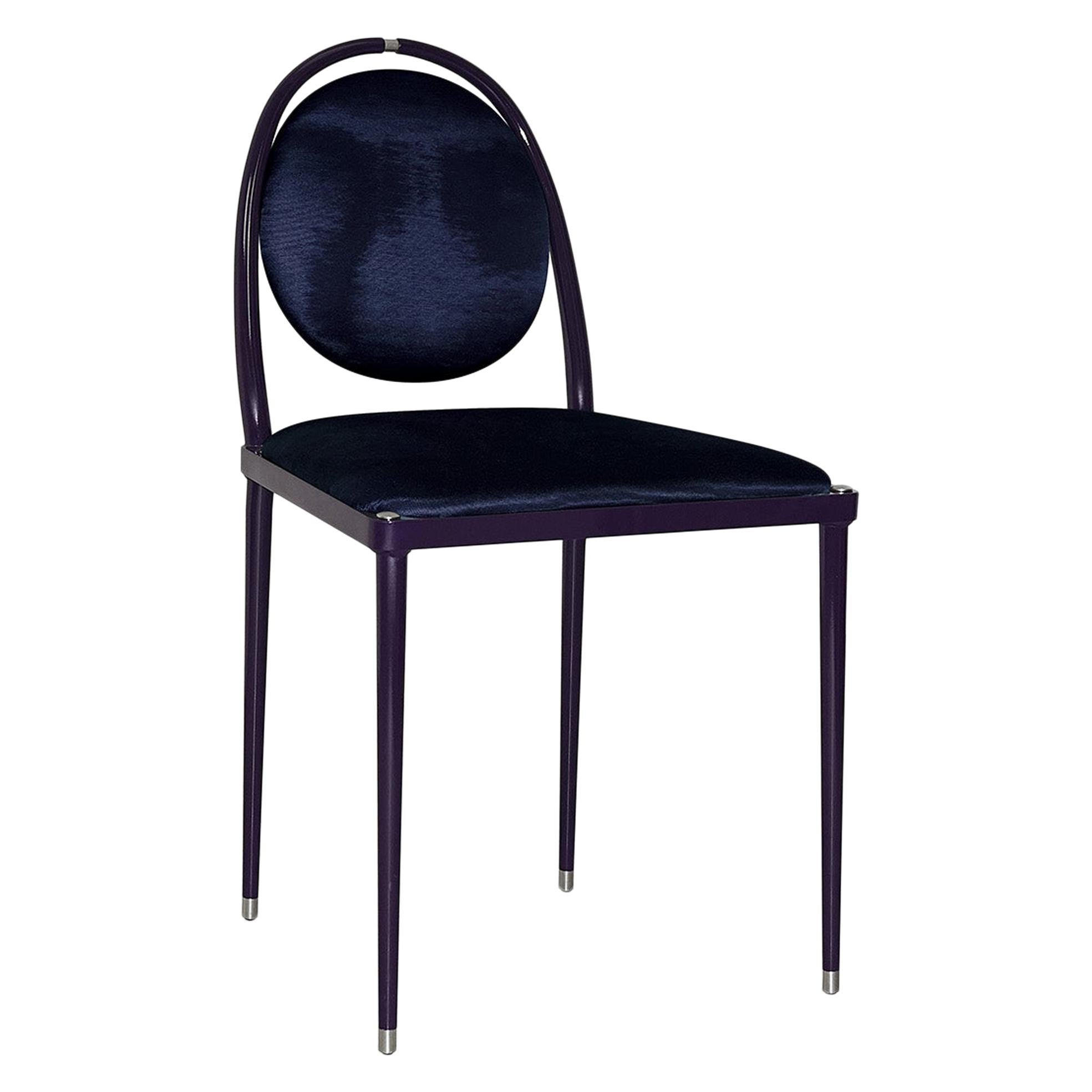 'Balzaretti' Chair in Deep Purple Moire Pattern Silk For Sale