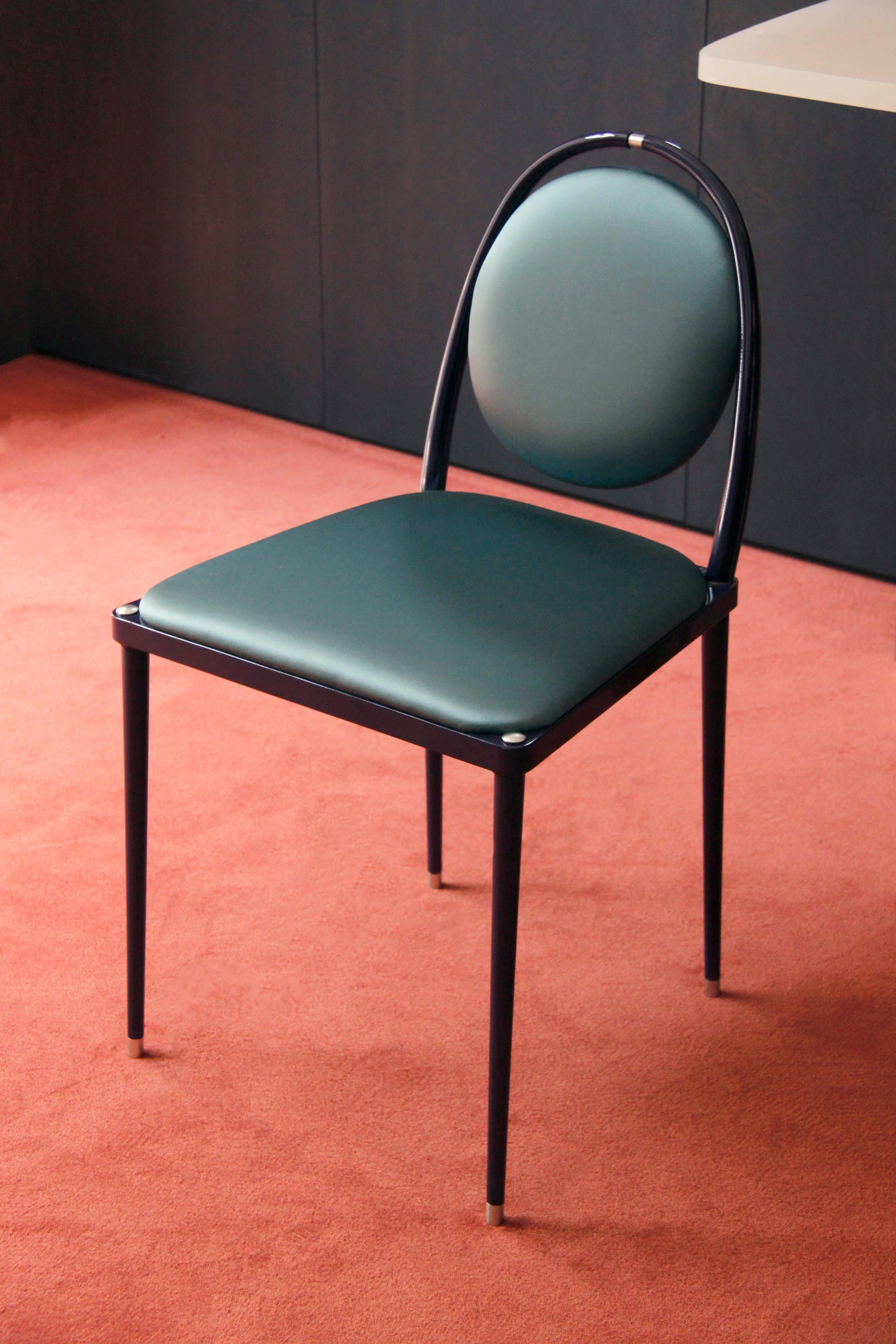 Italian ‘Balzaretti’ Chair in Petrolio Silk For Sale