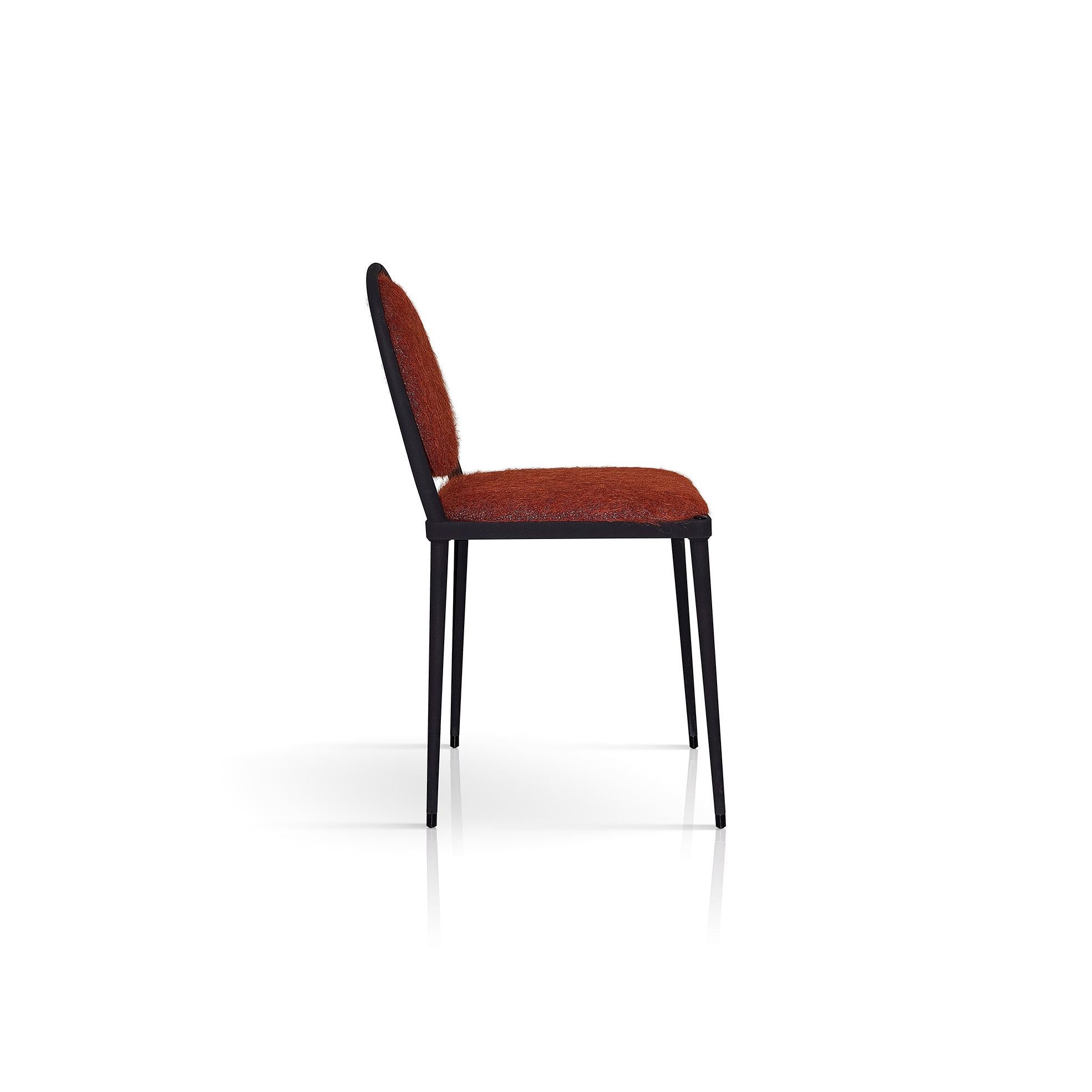 Modern Balzaretti Chair in Stainless Steel and Terracotta Mohair For Sale