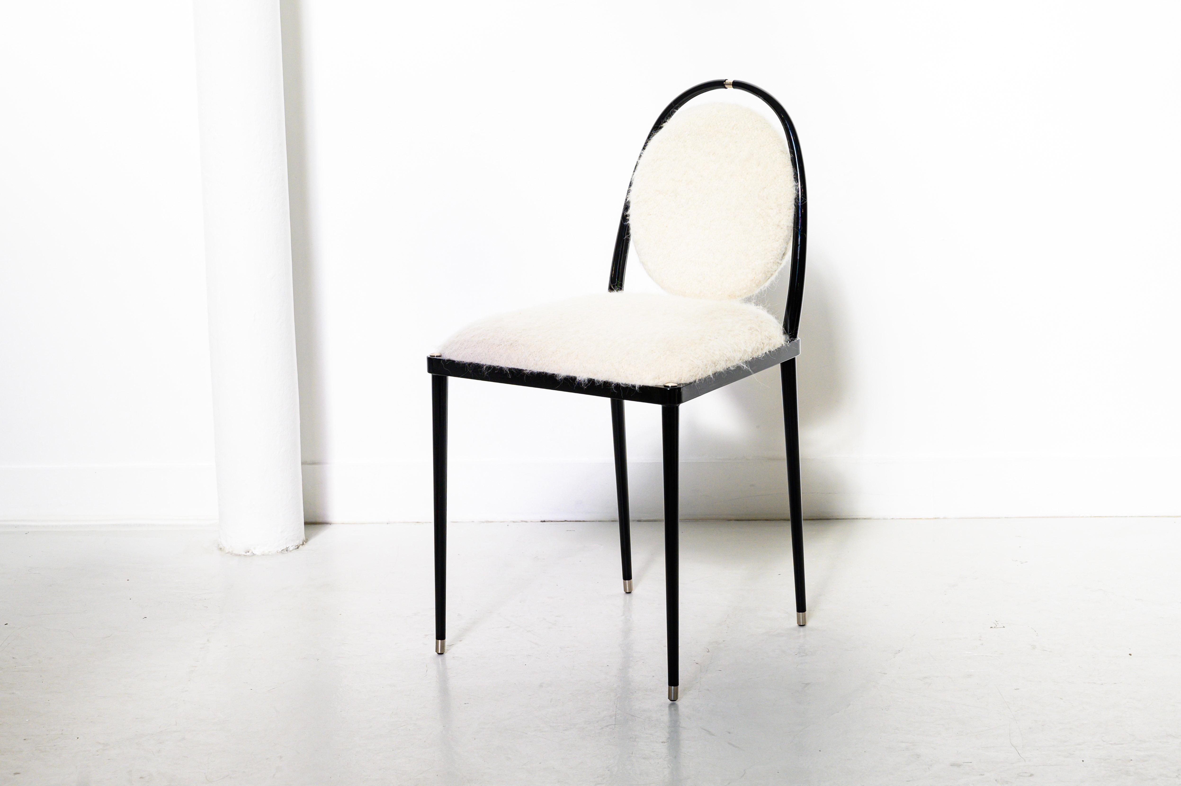 Italian Balzaretti Chair in White Mohair For Sale