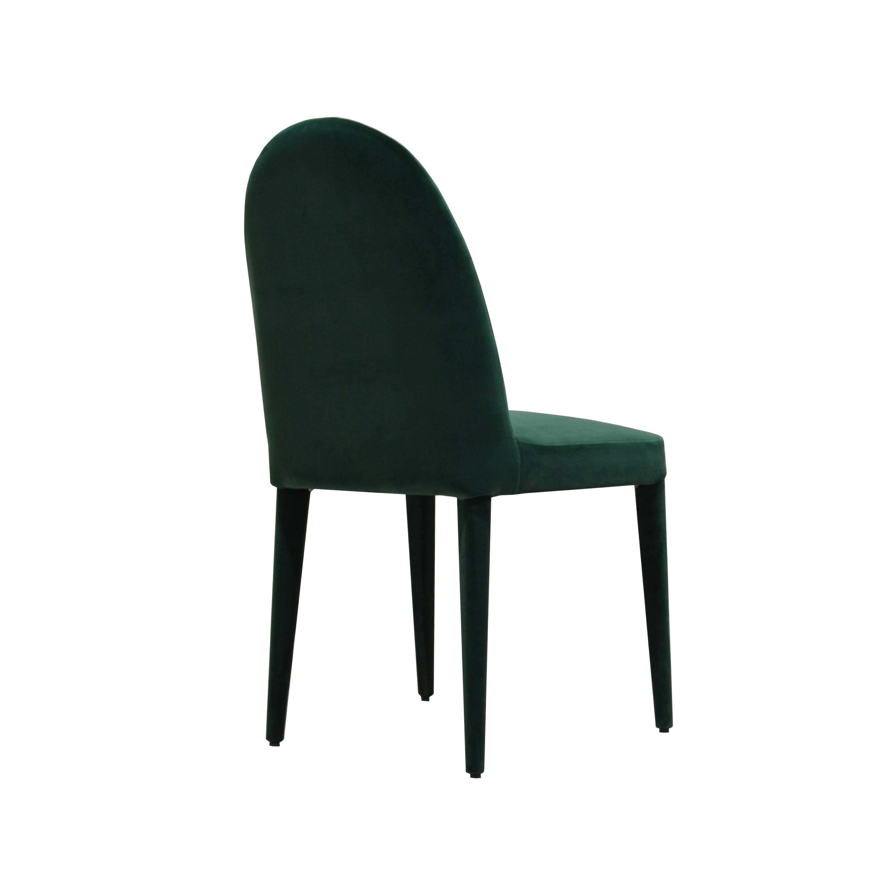 Modern ‘Balzaretti’ XL Contemporary Upholstered Dining Chair in Green Velvet For Sale