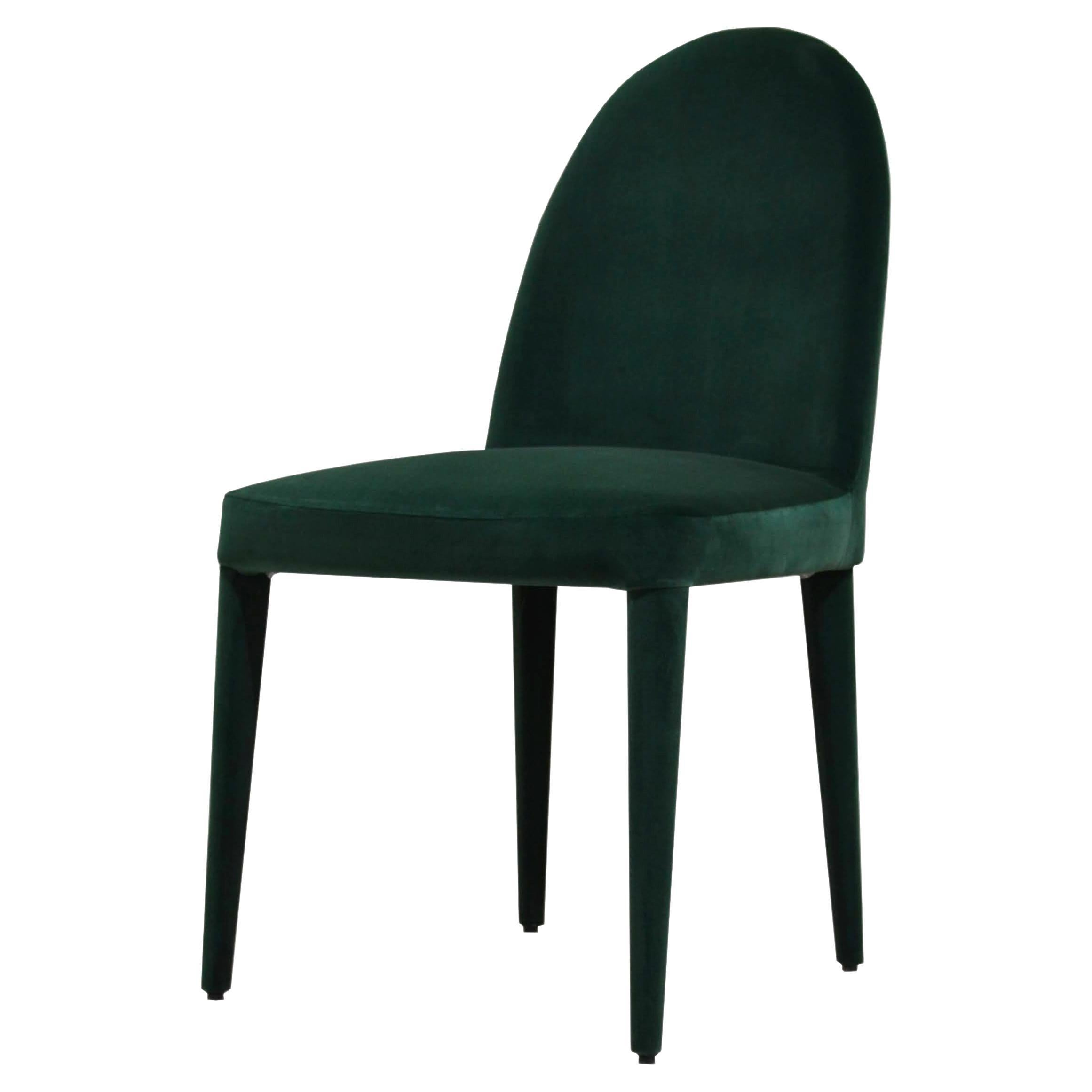 ‘Balzaretti’ XL Contemporary Upholstered Dining Chair in Green Velvet For Sale