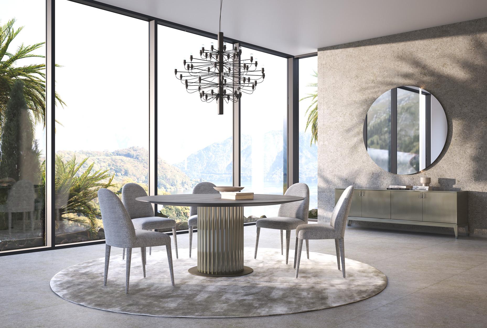 ‘Balzaretti’ Xl Contemporary Upholstered Dining Chair in Grey Fabric In New Condition For Sale In Concordia Sagittaria, Veneto
