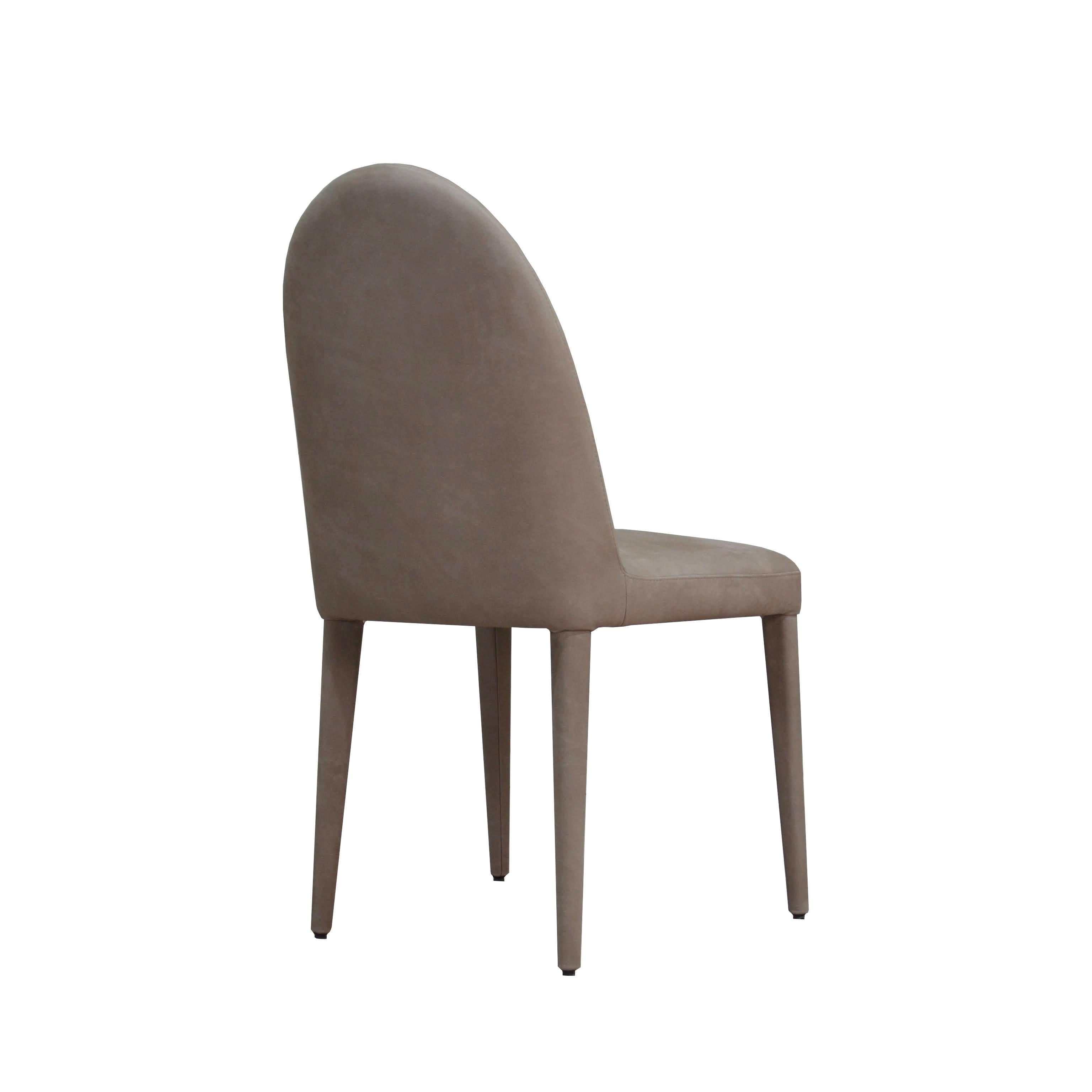 Modern ‘Balzaretti’ Xl Contemporary Upholstered Dining Chair in Taupe Leather For Sale