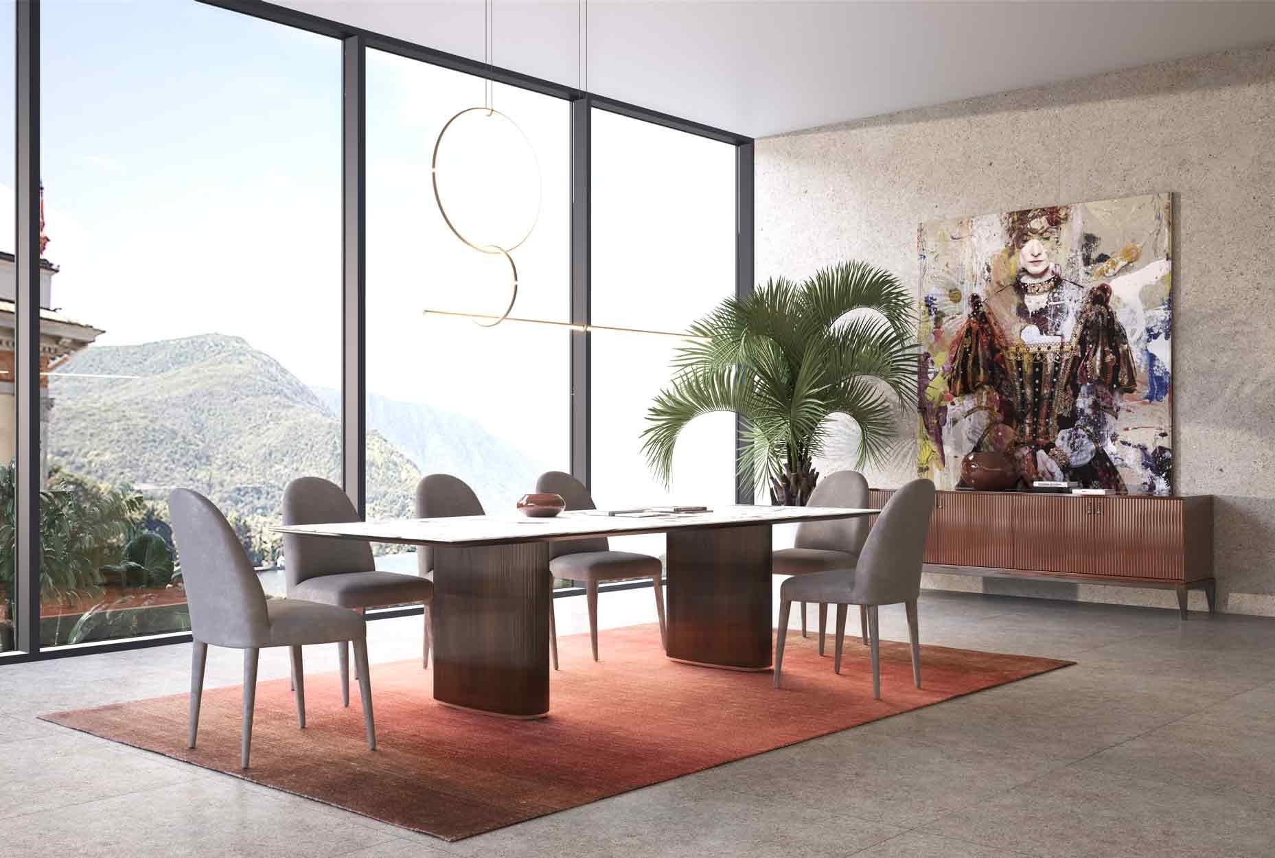 ‘Balzaretti’ Xl Contemporary Upholstered Dining Chair in Taupe Leather In New Condition For Sale In Concordia Sagittaria, Veneto